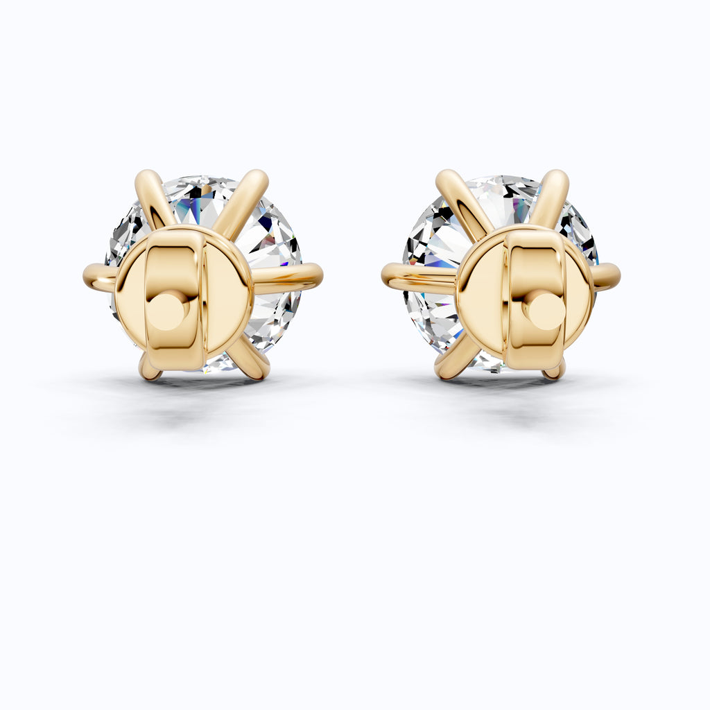 8.00 MM Modern Stud Earrings in 14K Yellow Gold, 4.00 TCW Round Cut Lab Created Diamonds, Unique Earrings For Wife, Handmade Jewelry