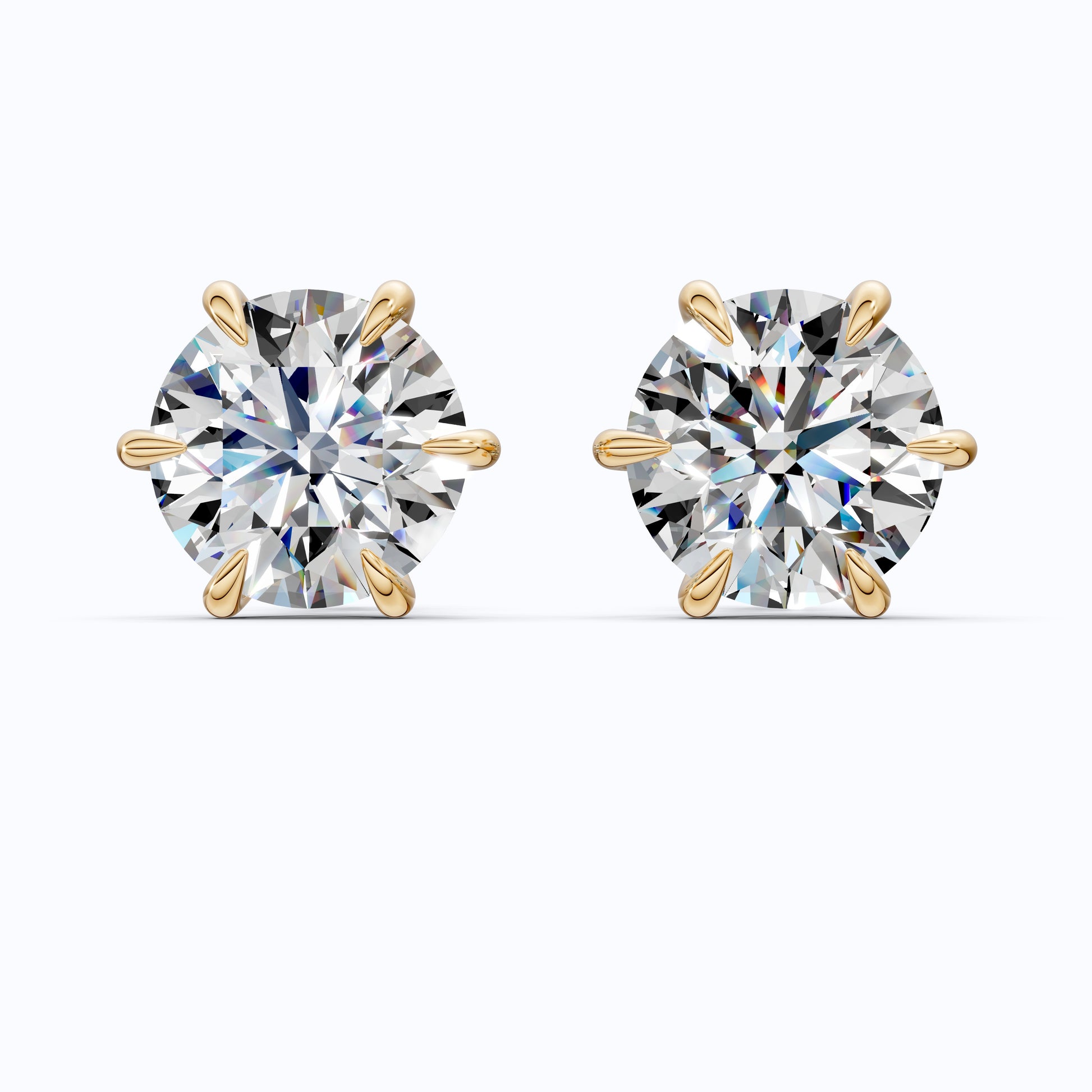 8.00 MM Modern Stud Earrings in 14K Yellow Gold, 4.00 TCW Round Cut Lab Created Diamonds, Unique Earrings For Wife, Handmade Jewelry