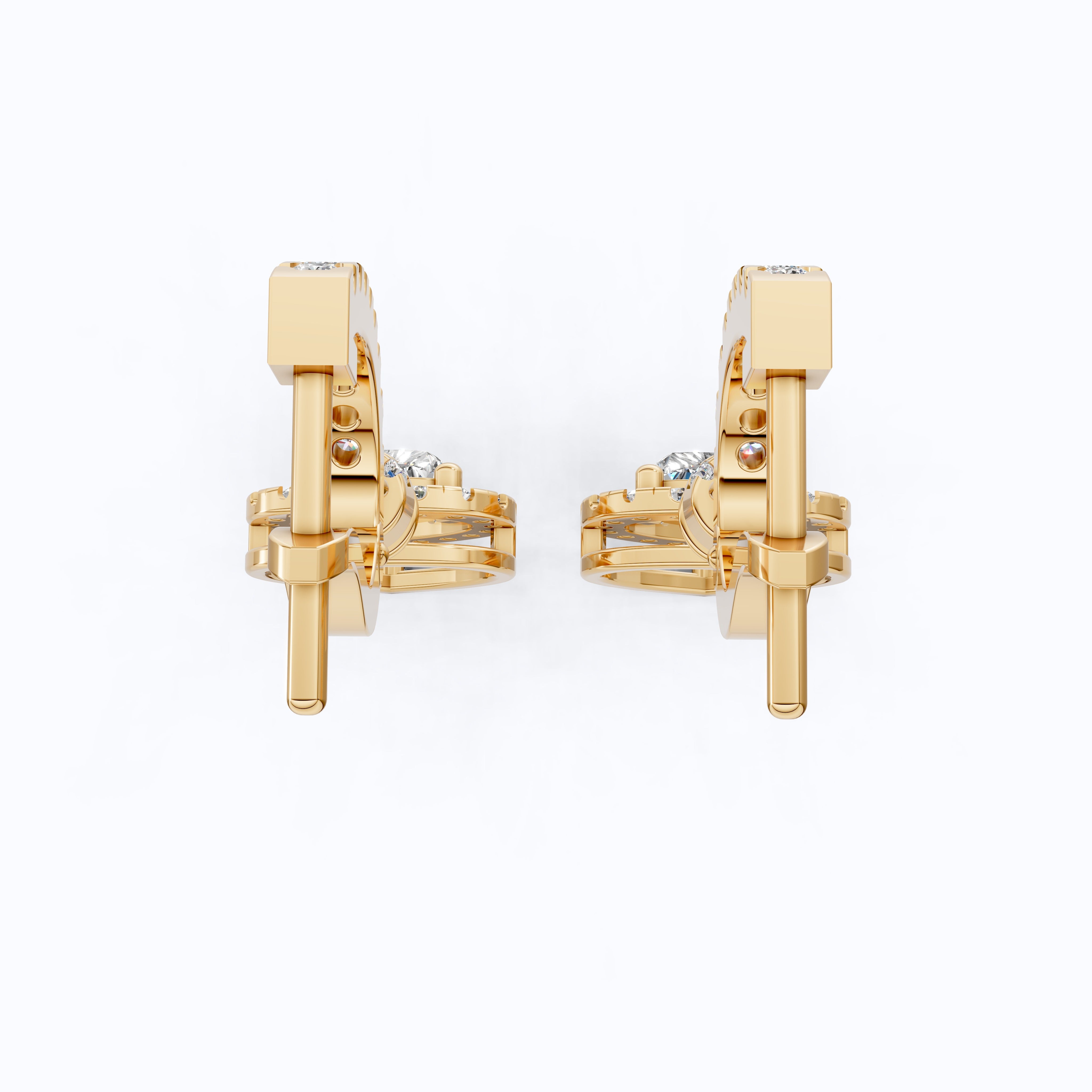 Luxury Heart Halo Drop Hoop Wedding Earrings in 14K Solid Gold, 1.00 TCW Heart Cut Lab Created Diamonds, Party Wear Jewelry, Wedding Gift For Her