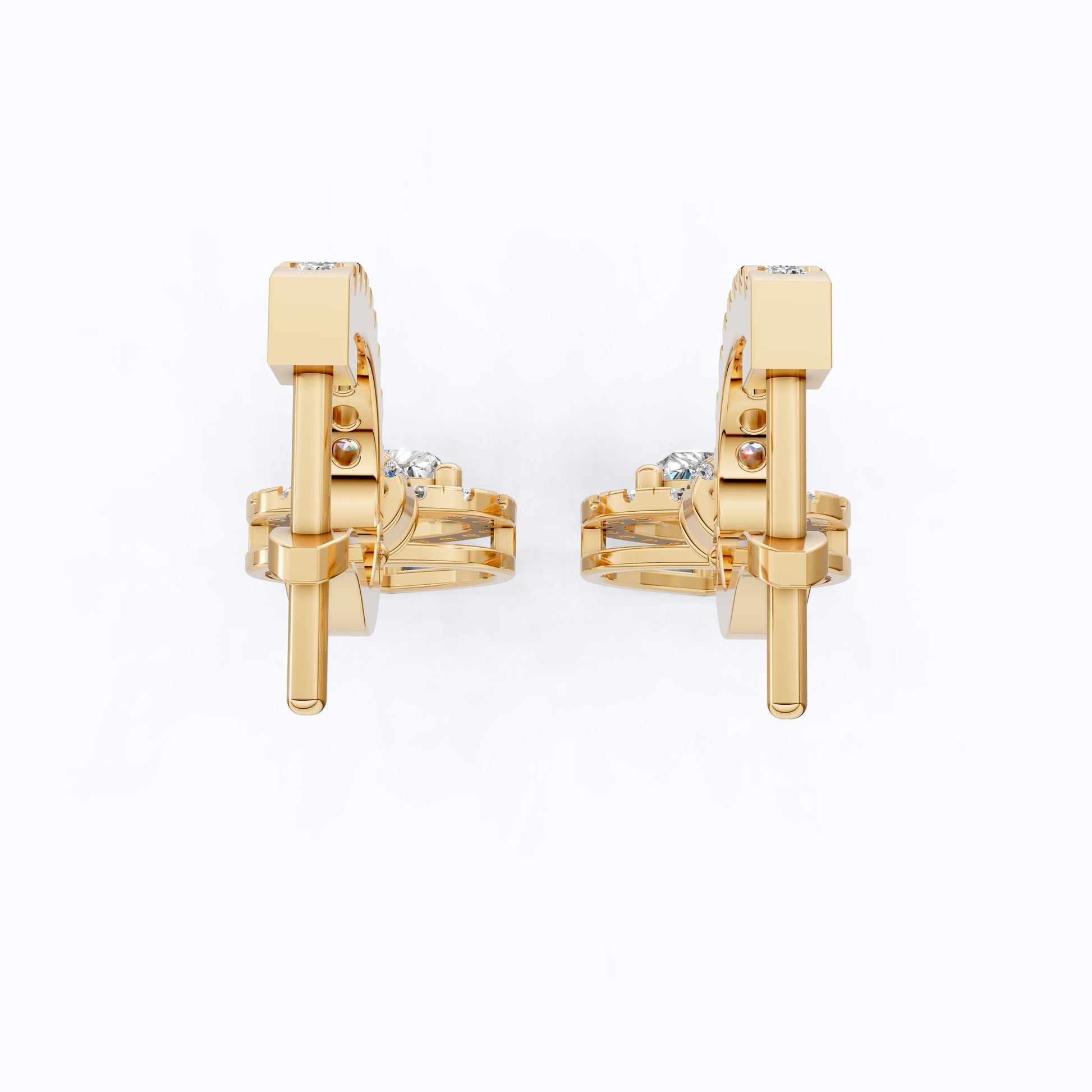 Luxury Heart Halo Drop Hoop Wedding Earrings in 14K Solid Gold, 1.00 TCW Heart Cut Lab Created Diamonds, Party Wear Jewelry, Wedding Gift For Her