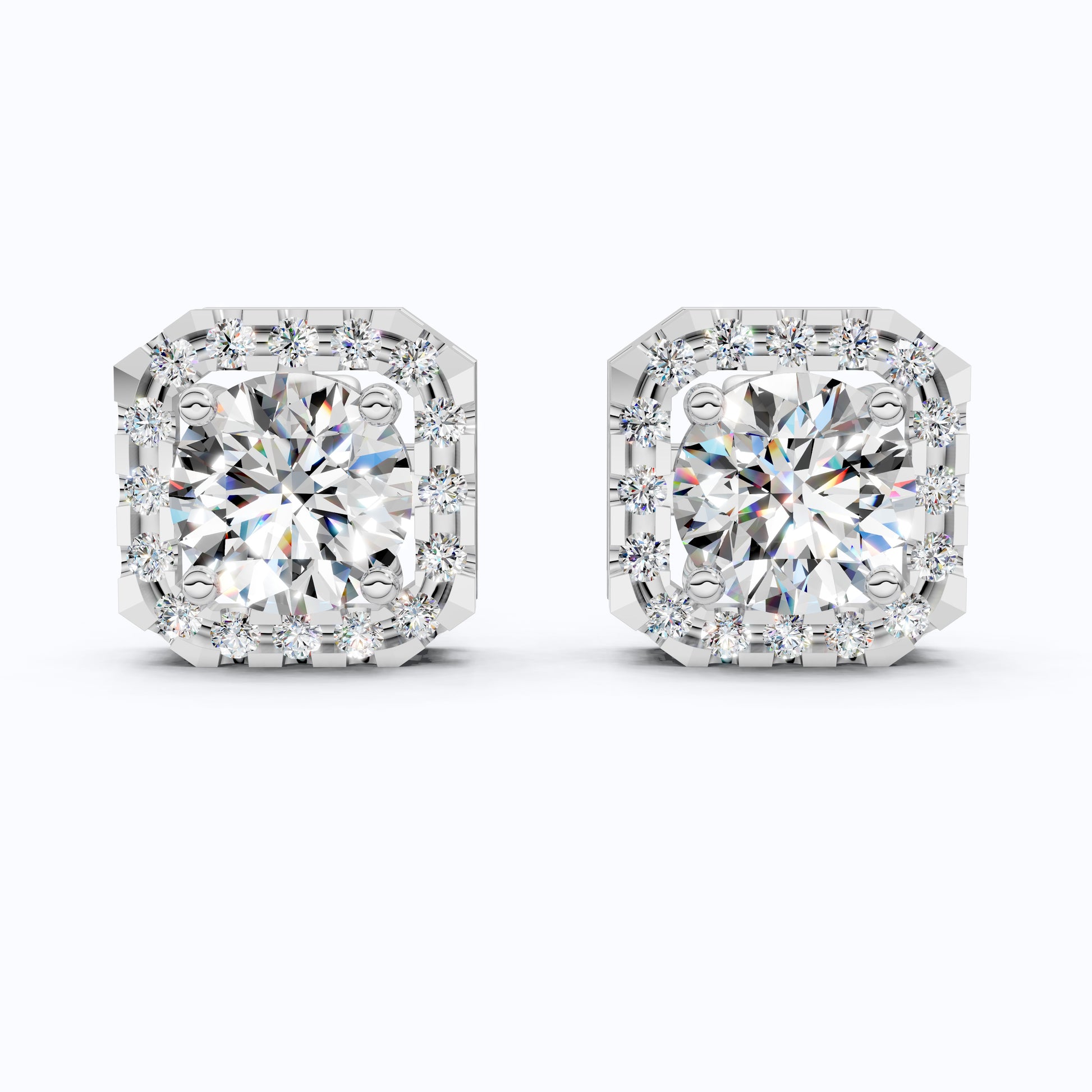 1.00 TCW Round Cut Halo Wedding Earrings For Women