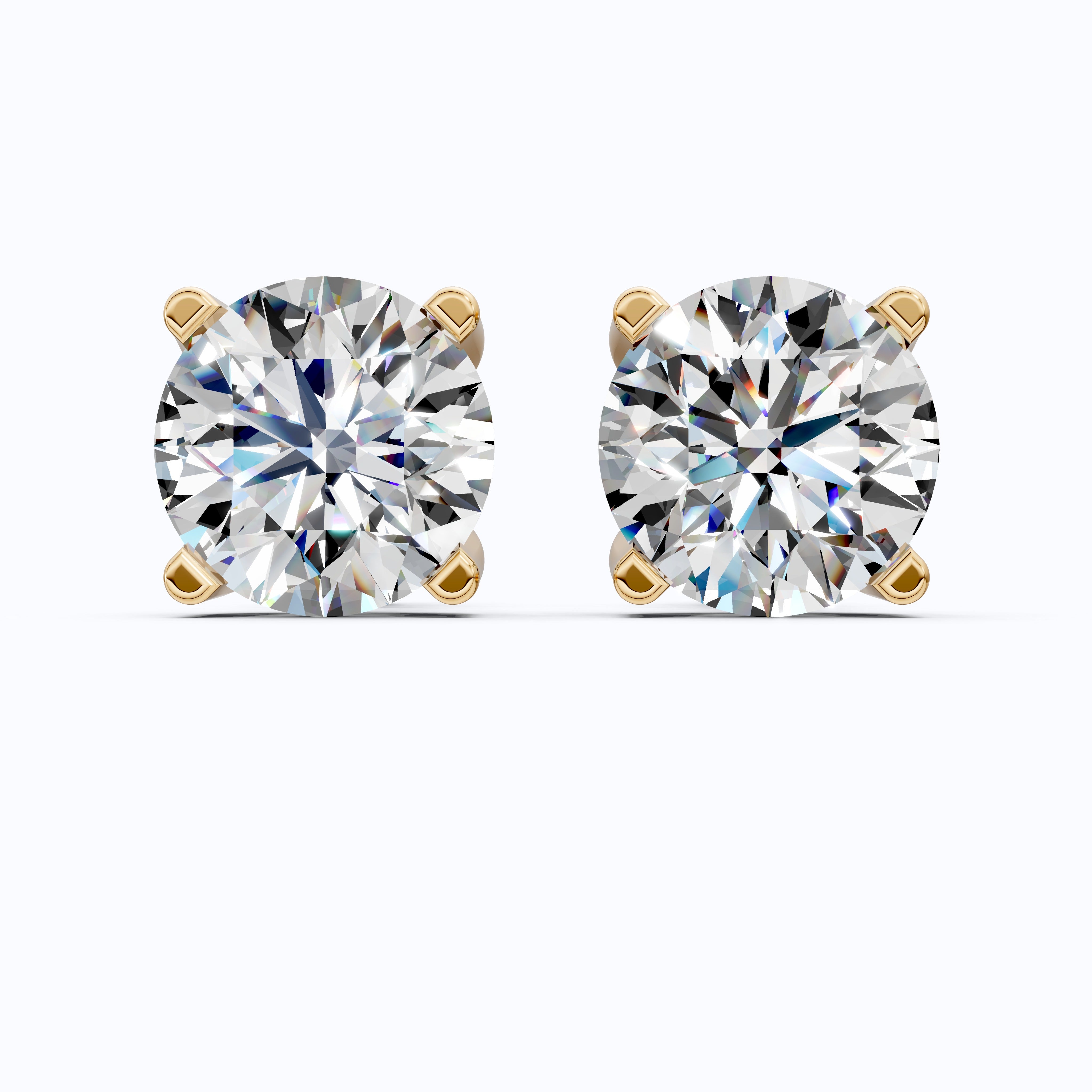 Elegant Unique Stud Earrings in 14K Solid Gold, 3.00 TCW Round Cut Lab Grown Diamonds, Bridal Jewelry, Anniversary Gift for Her