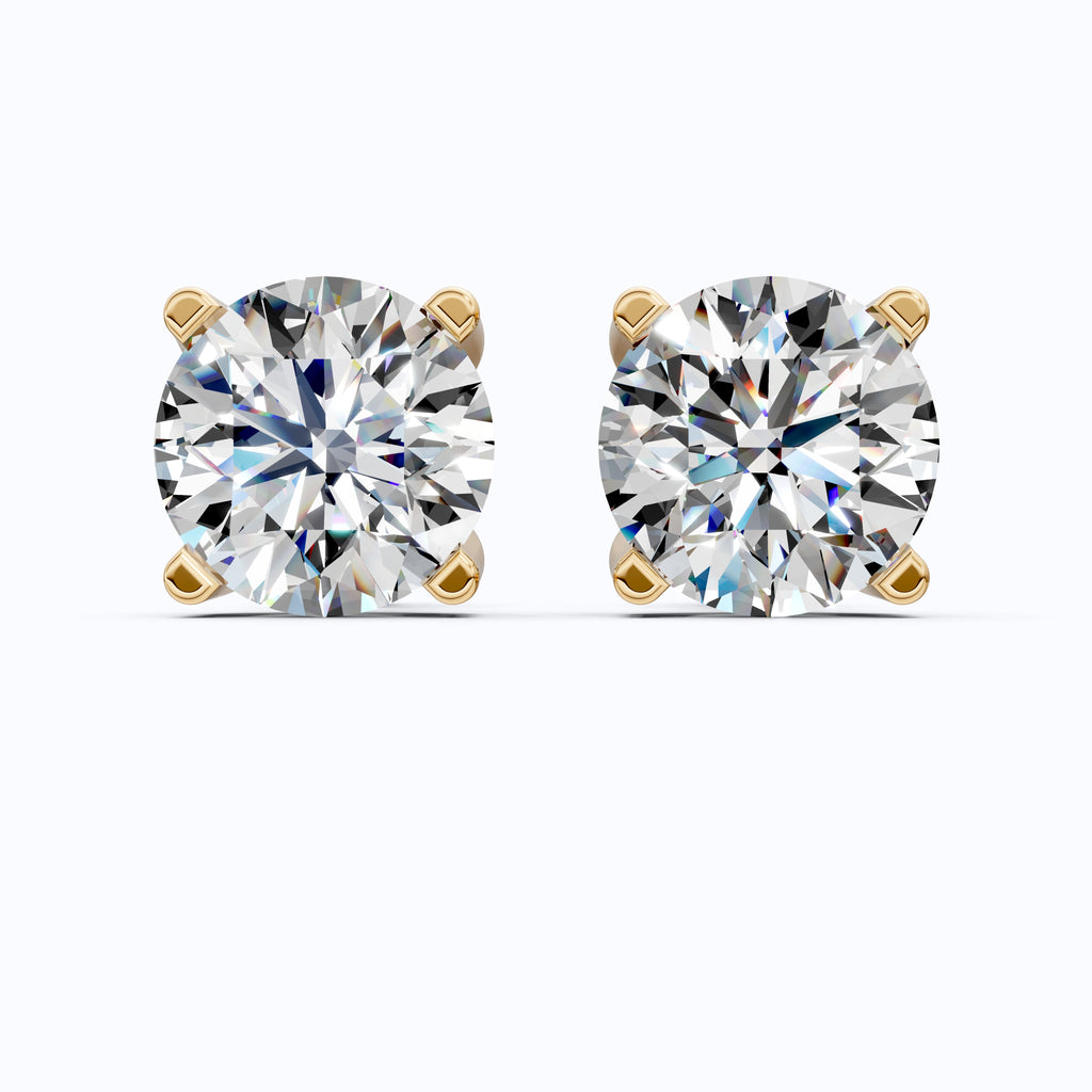 Elegant Unique Stud Earrings in 14K Solid Gold, 3.00 TCW Round Cut Lab Grown Diamonds, Bridal Jewelry, Anniversary Gift for Her