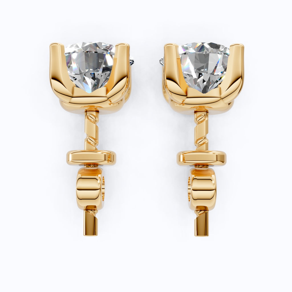 Elegant Unique Stud Earrings in 14K Solid Gold, 3.00 TCW Round Cut Lab Grown Diamonds, Bridal Jewelry, Anniversary Gift for Her