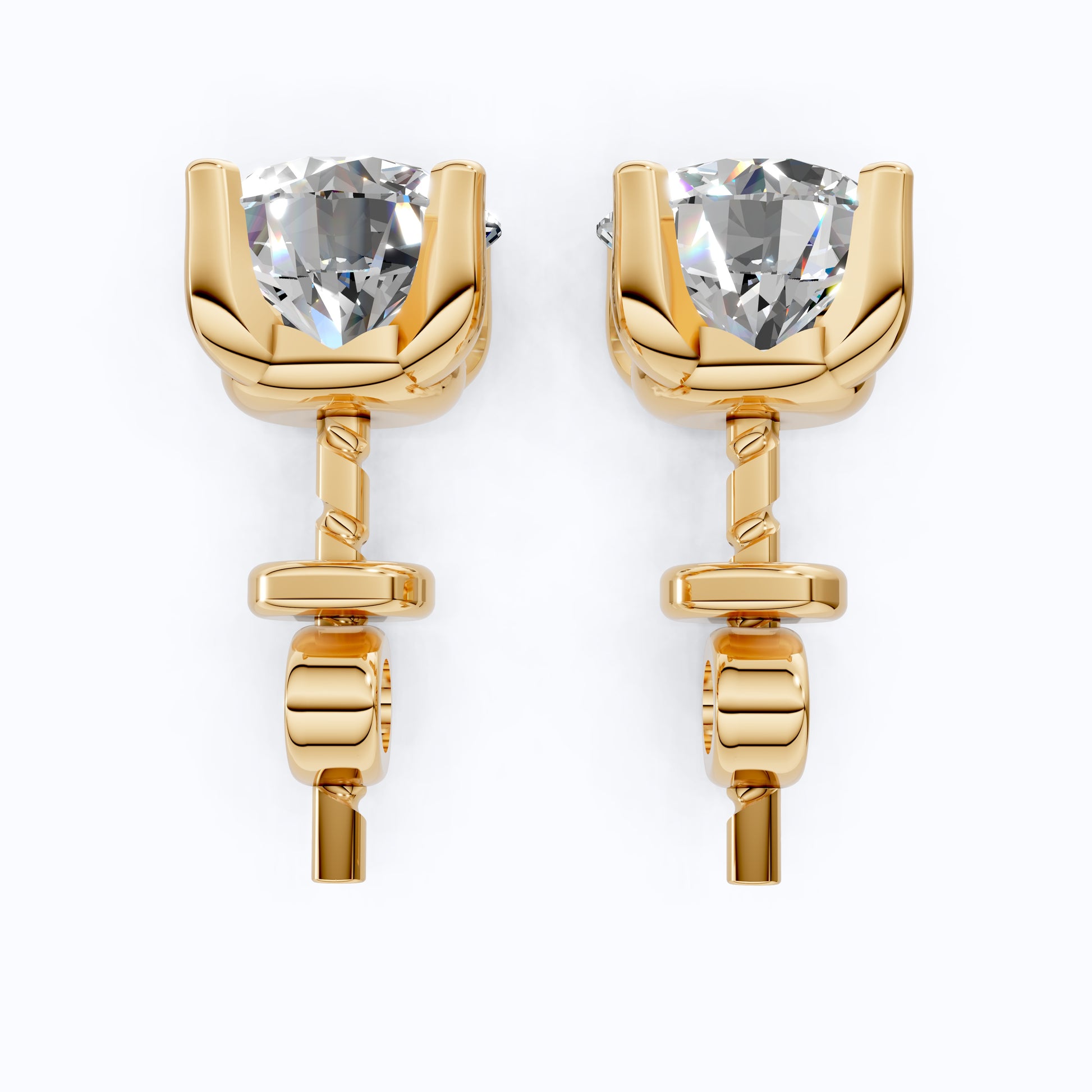 Elegant Unique Stud Earrings in 14K Solid Gold, 3.00 TCW Round Cut Lab Grown Diamonds, Bridal Jewelry, Anniversary Gift for Her