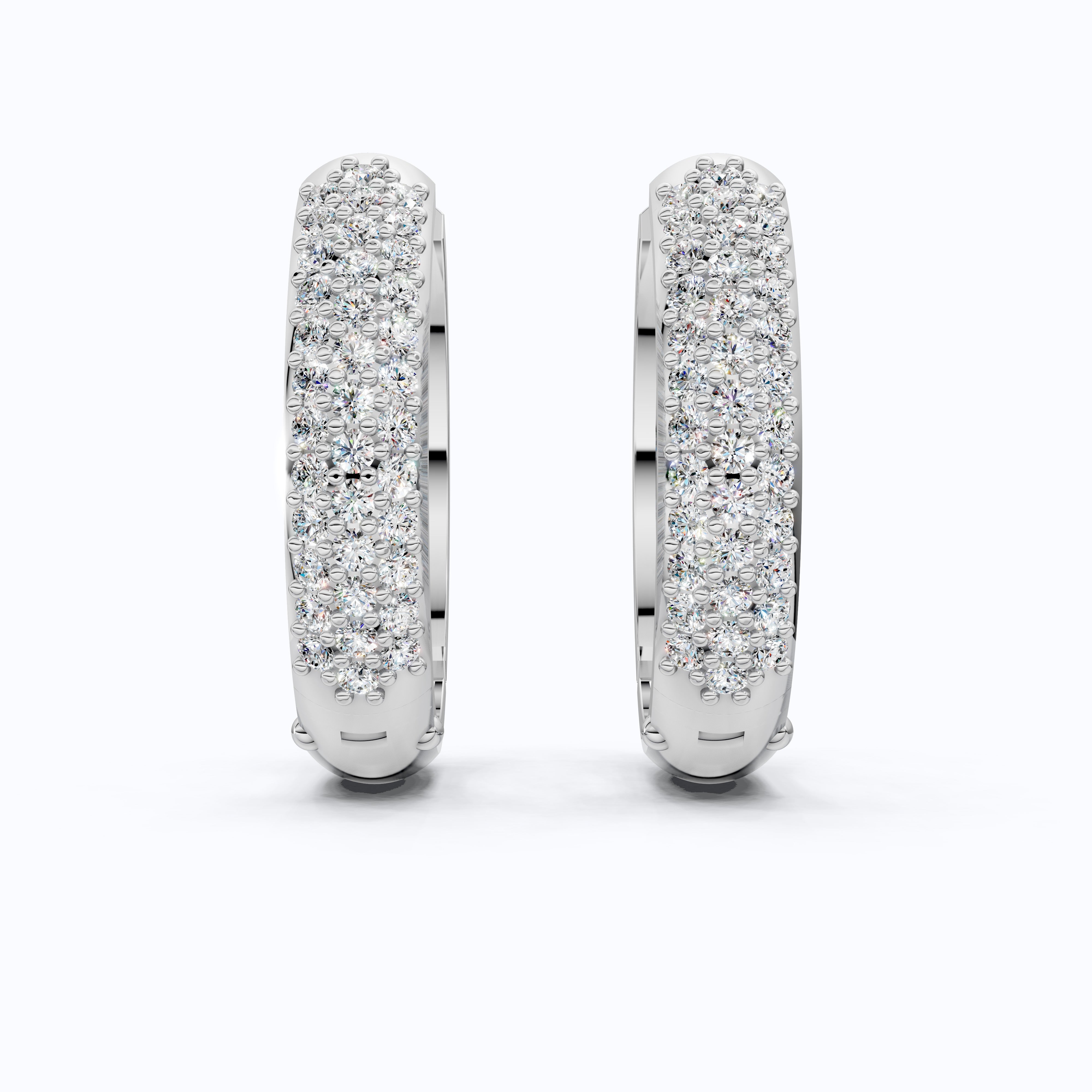 Lab Diamond Cluster Hoop Earrings For Women