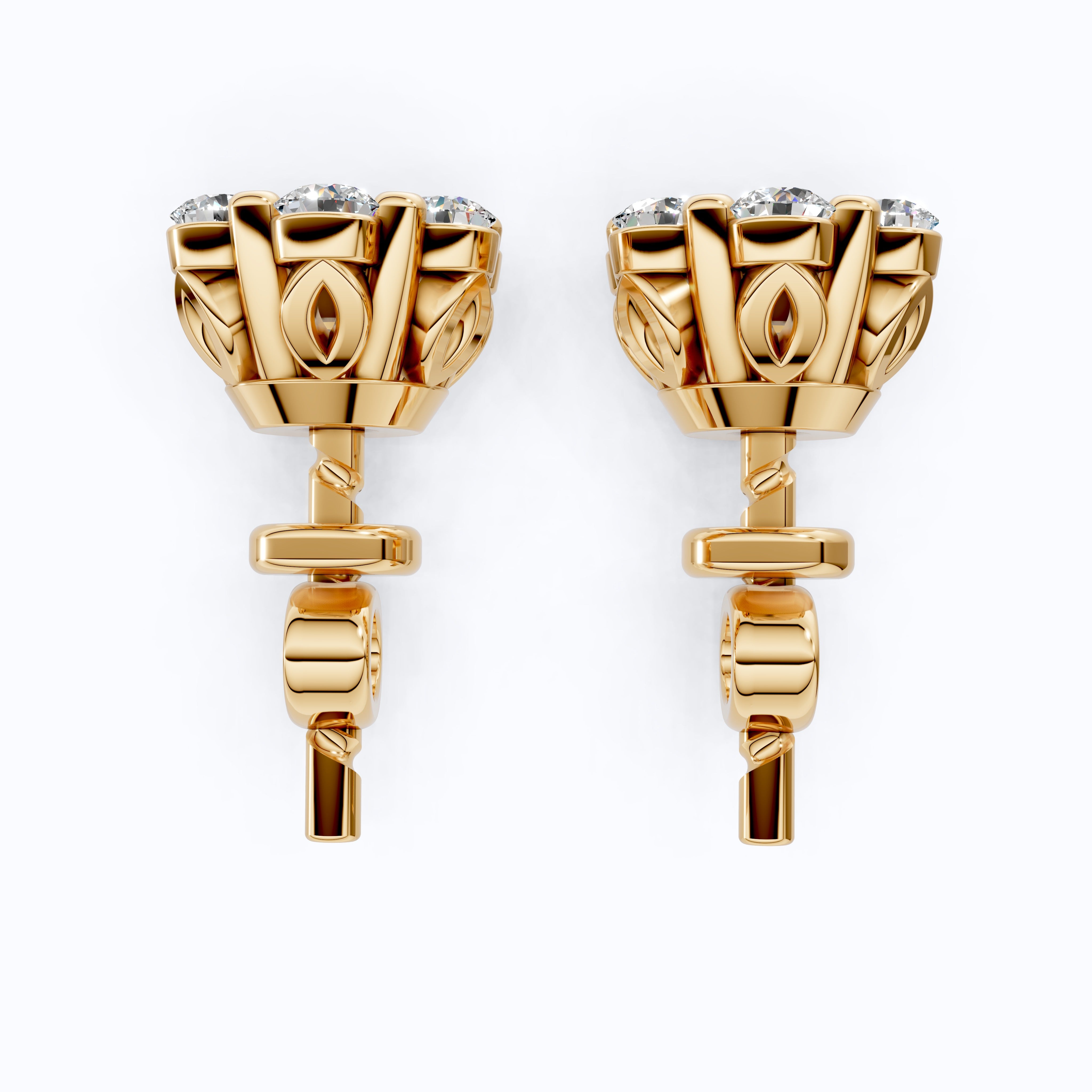 Timeless Floral Halo Stud Earrings in 14K Solid Gold, 0.22 CT Round Cut Lab Created Diamond, Elegant Earrings, Gift for Her