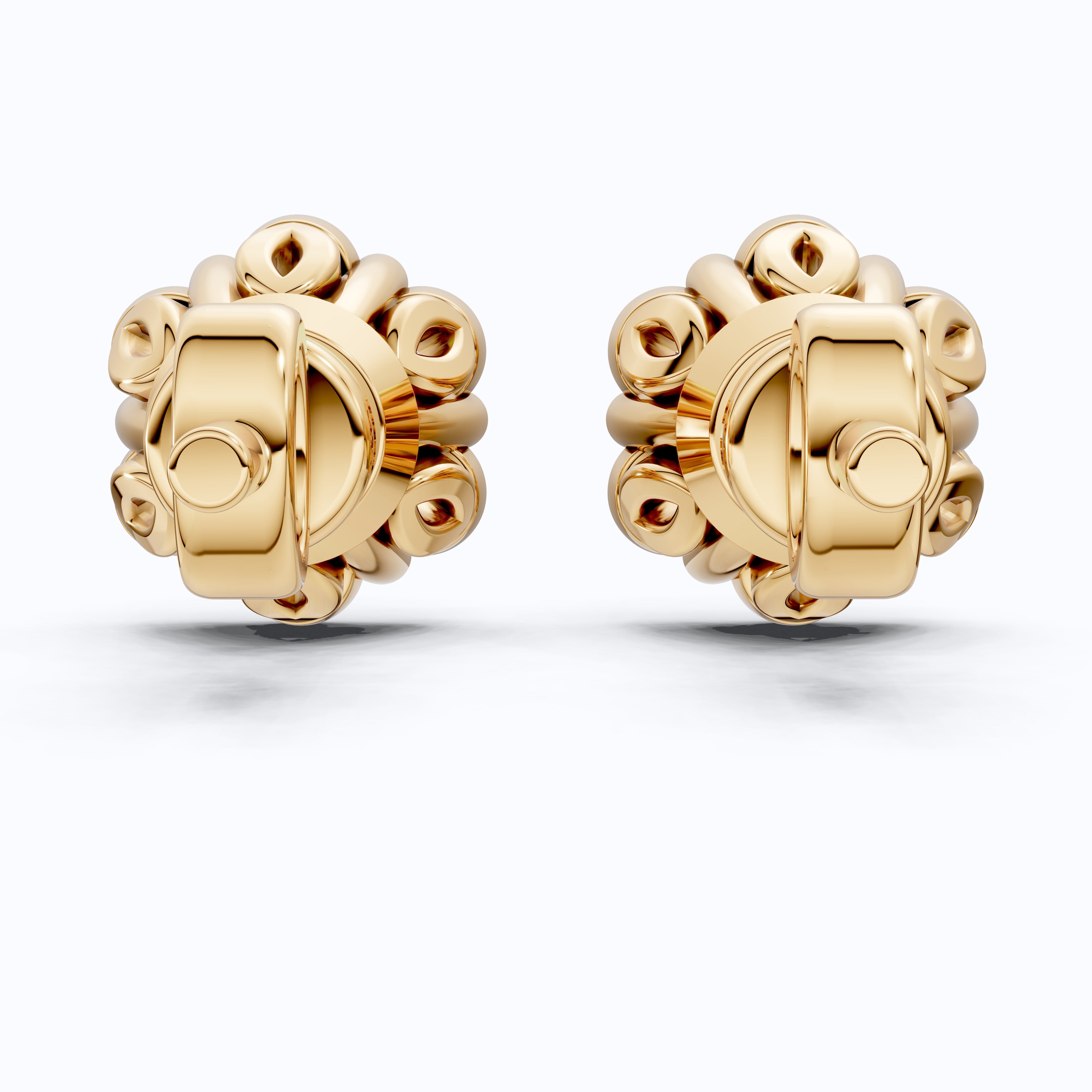 Timeless Floral Halo Stud Earrings in 14K Solid Gold, 0.22 CT Round Cut Lab Created Diamond, Elegant Earrings, Gift for Her