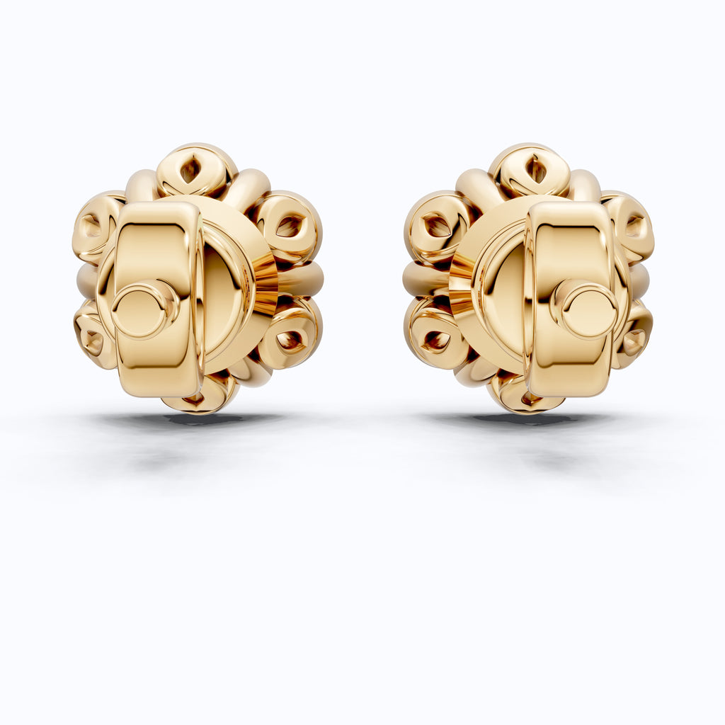 Timeless Floral Halo Stud Earrings in 14K Solid Gold, 0.22 CT Round Cut Lab Created Diamond, Elegant Earrings, Gift for Her