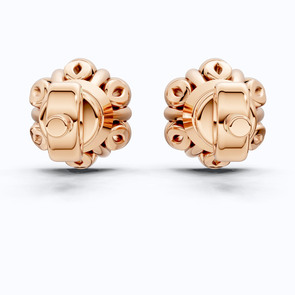 Timeless Floral Halo Stud Earrings in 14K Solid Gold, 0.22 CT Round Cut Lab Created Diamond, Elegant Earrings, Gift for Her