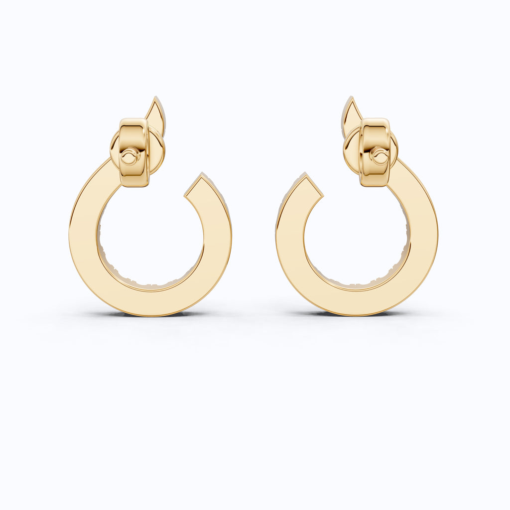 Sparkling Pavé Open Hoop Huggies Earrings in 14K Solid Gold, 0.24 TCW Round Cut Lab Created Diamonds, Minimal Earrings, Wedding Gift for Her, Daily Wear