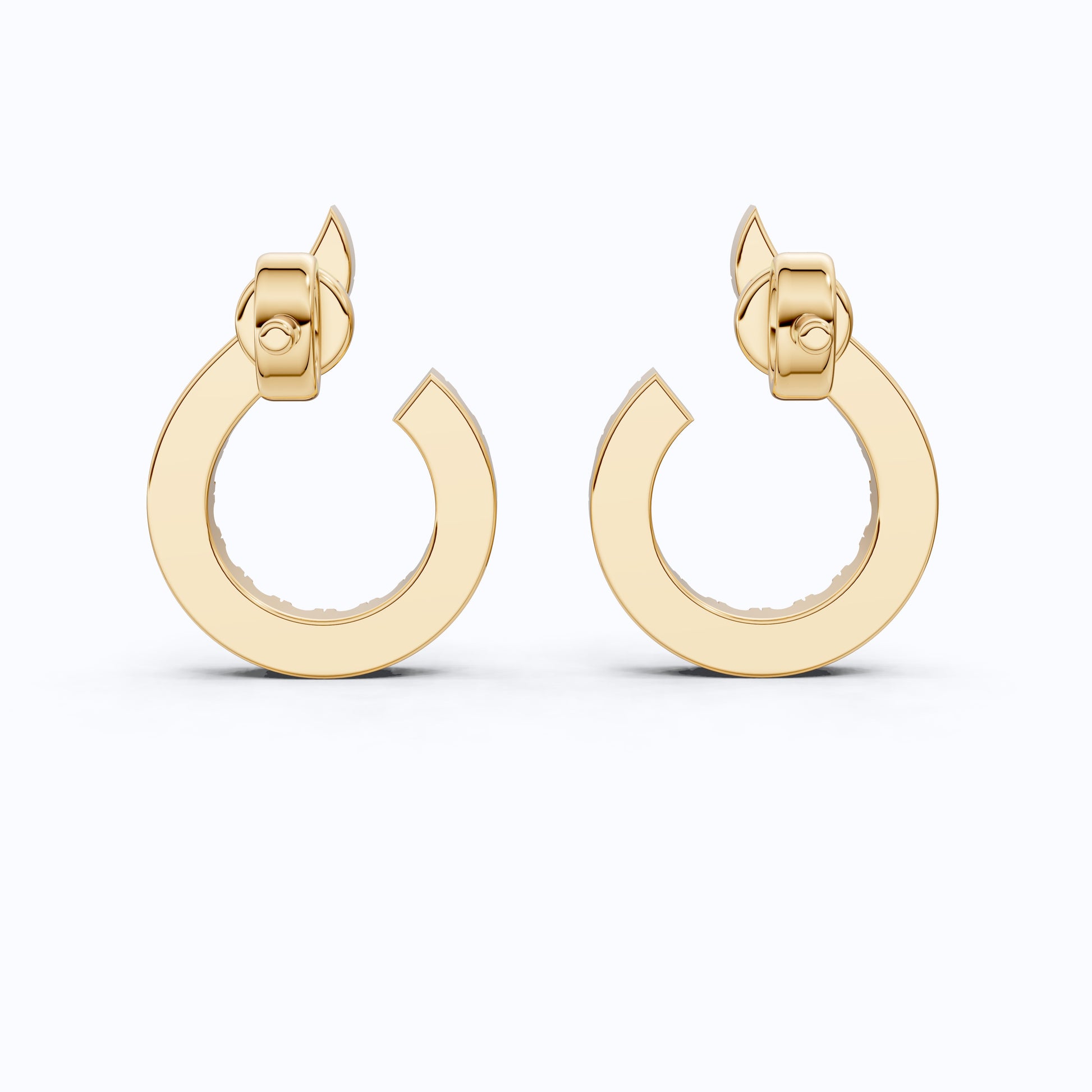 Sparkling Pavé Open Hoop Huggies Earrings in 14K Solid Gold, 0.24 TCW Round Cut Lab Created Diamonds, Minimal Earrings, Wedding Gift for Her, Daily Wear