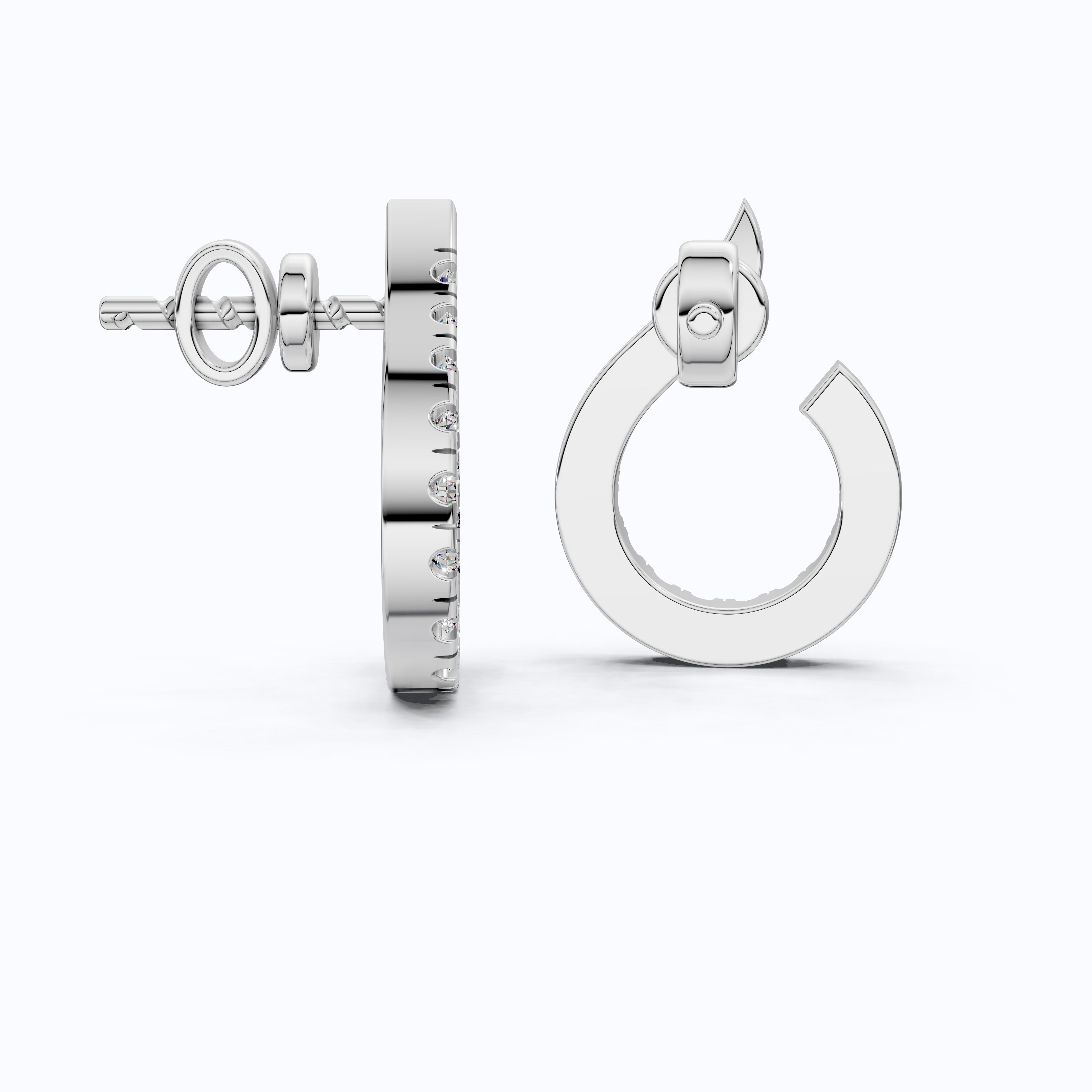 Sparkling Pavé Open Hoop Huggies Earrings in 14K Solid Gold, 0.24 TCW Round Cut Lab Created Diamonds, Minimal Earrings, Wedding Gift for Her, Daily Wear