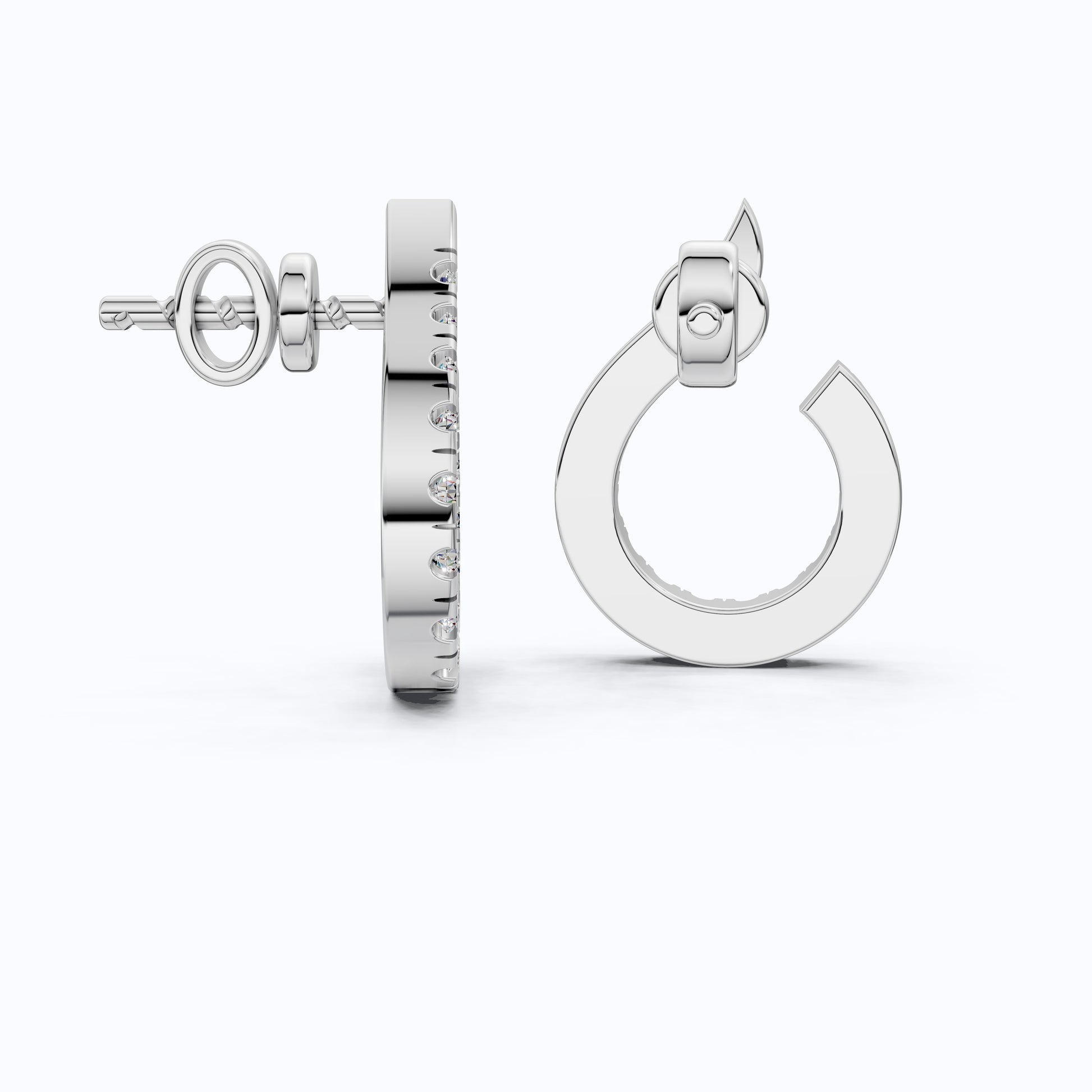 Sparkling Pavé Open Hoop Huggies Earrings in 14K Solid Gold, 0.24 TCW Round Cut Lab Created Diamonds, Minimal Earrings, Wedding Gift for Her, Daily Wear