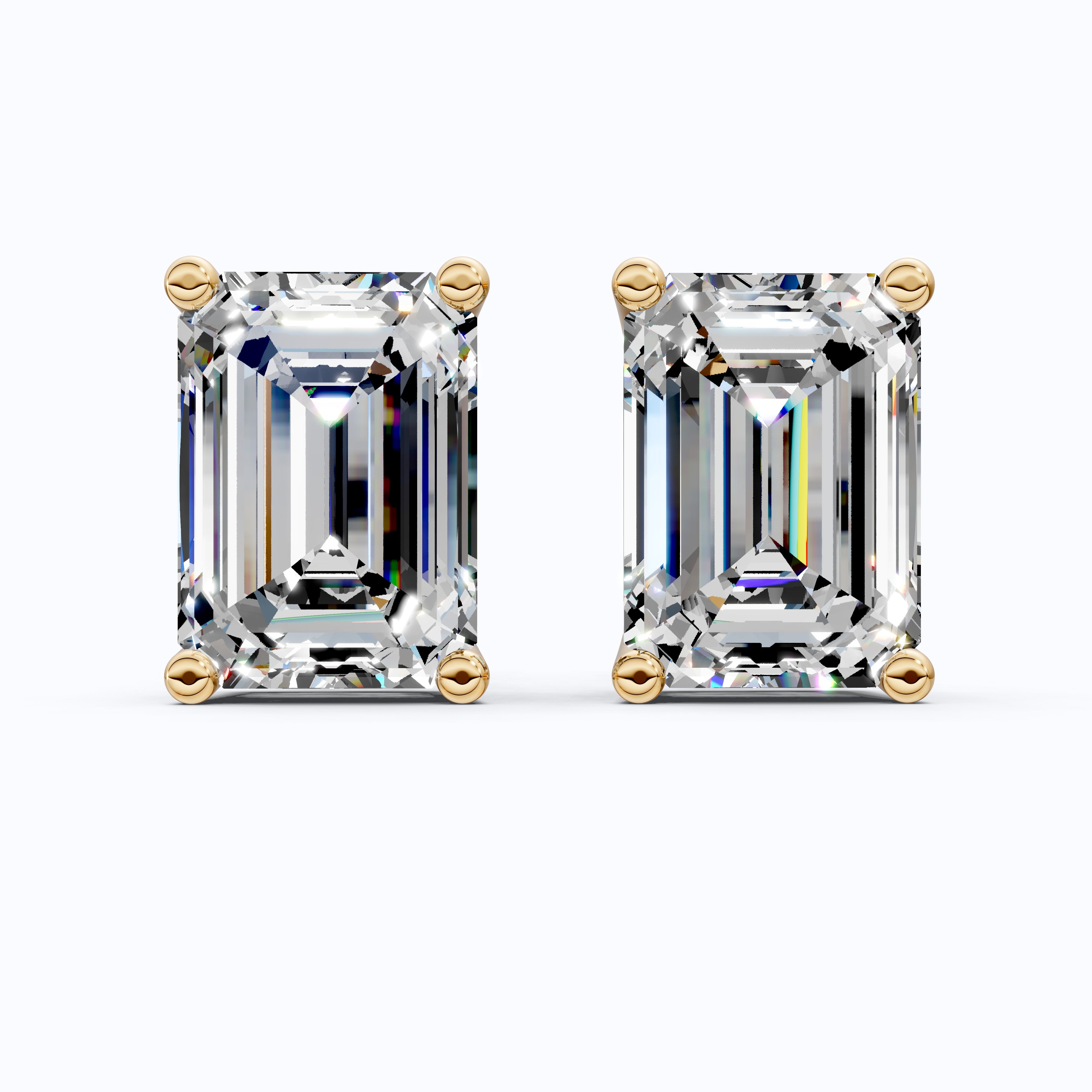 Emerald Cut Diamond Earrings for Women, Lab Grown Diamond Stud Earrings, Screw Back Earrings, Anniversary Gifts for Wife
