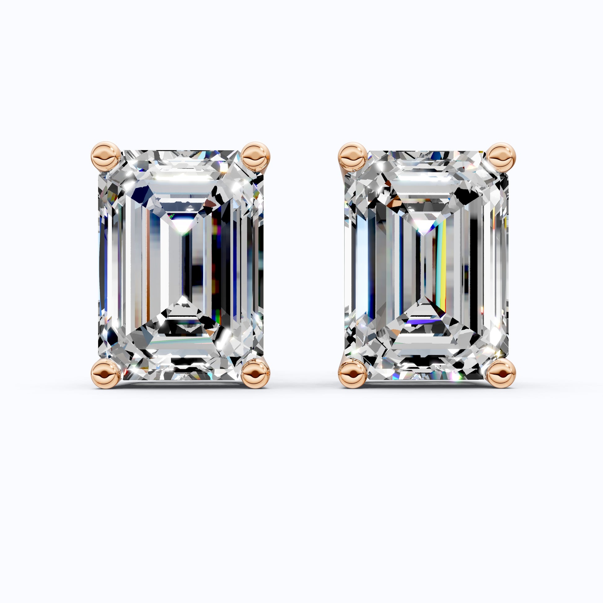 2.00 TCW Emerald Cut Lab Grown Diamonds Solitaire Studs Earrings in 14k Solid Gold, Gift for Her, Bridal Jewelry