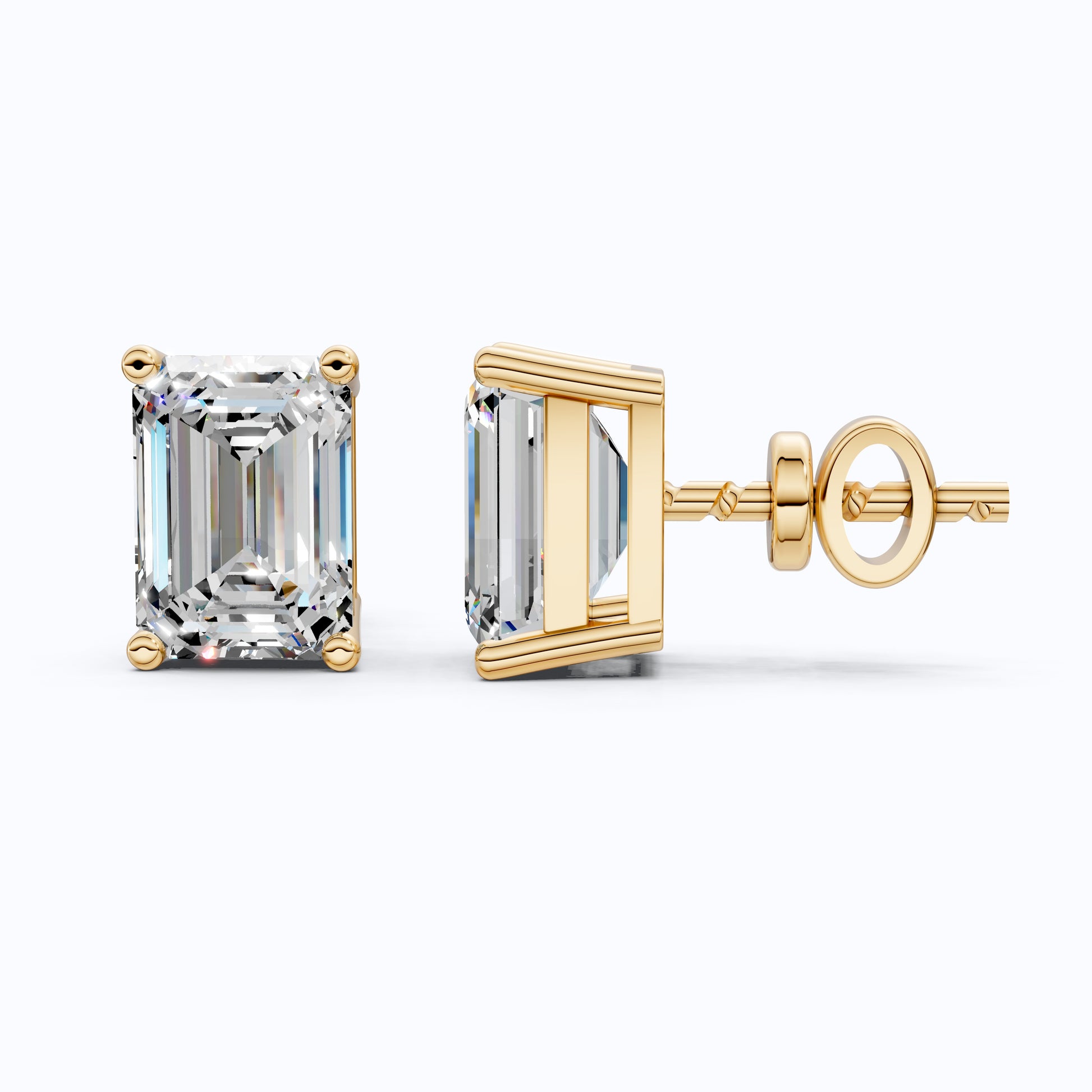 Emerald Cut Diamond Earrings for Women, Lab Grown Diamond Stud Earrings, Screw Back Earrings, Anniversary Gifts for Wife