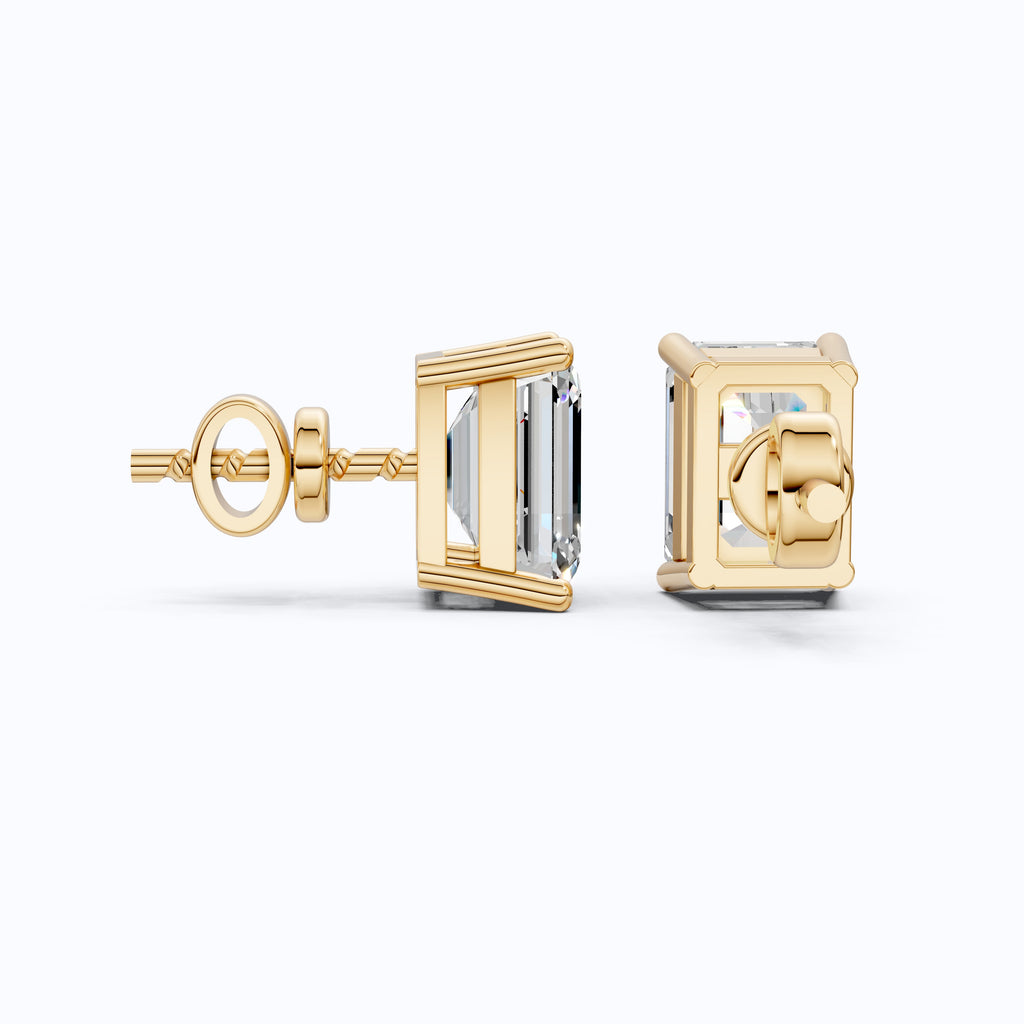Emerald Cut Diamond Earrings for Women, Lab Grown Diamond Stud Earrings, Screw Back Earrings, Anniversary Gifts for Wife
