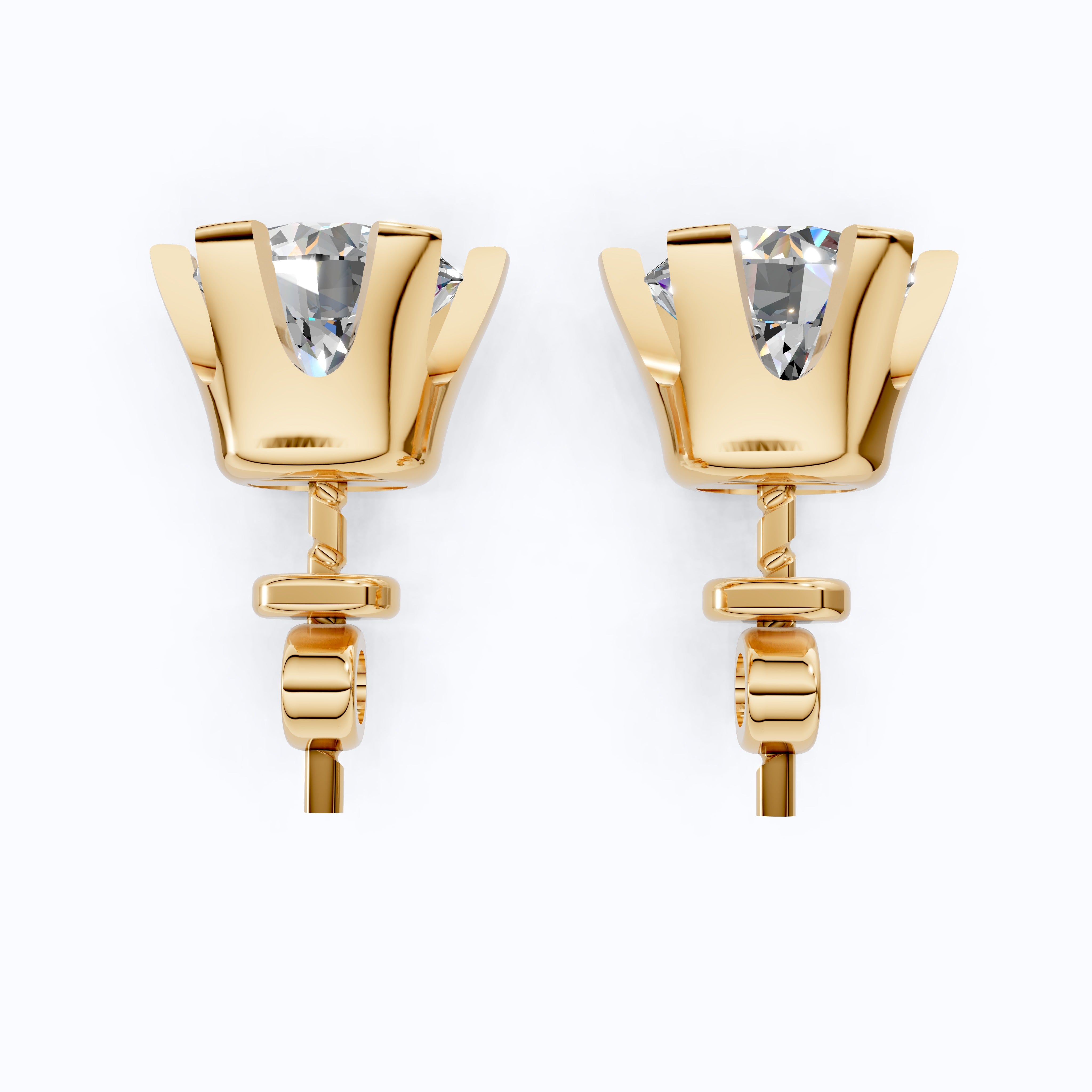 Timeless Round Solitaire Stud Earrings in 14K Solid Gold, 2.60 TCW Round Cut Lab Created Diamonds, Wedding Gift for Her, Everyday Jewelry