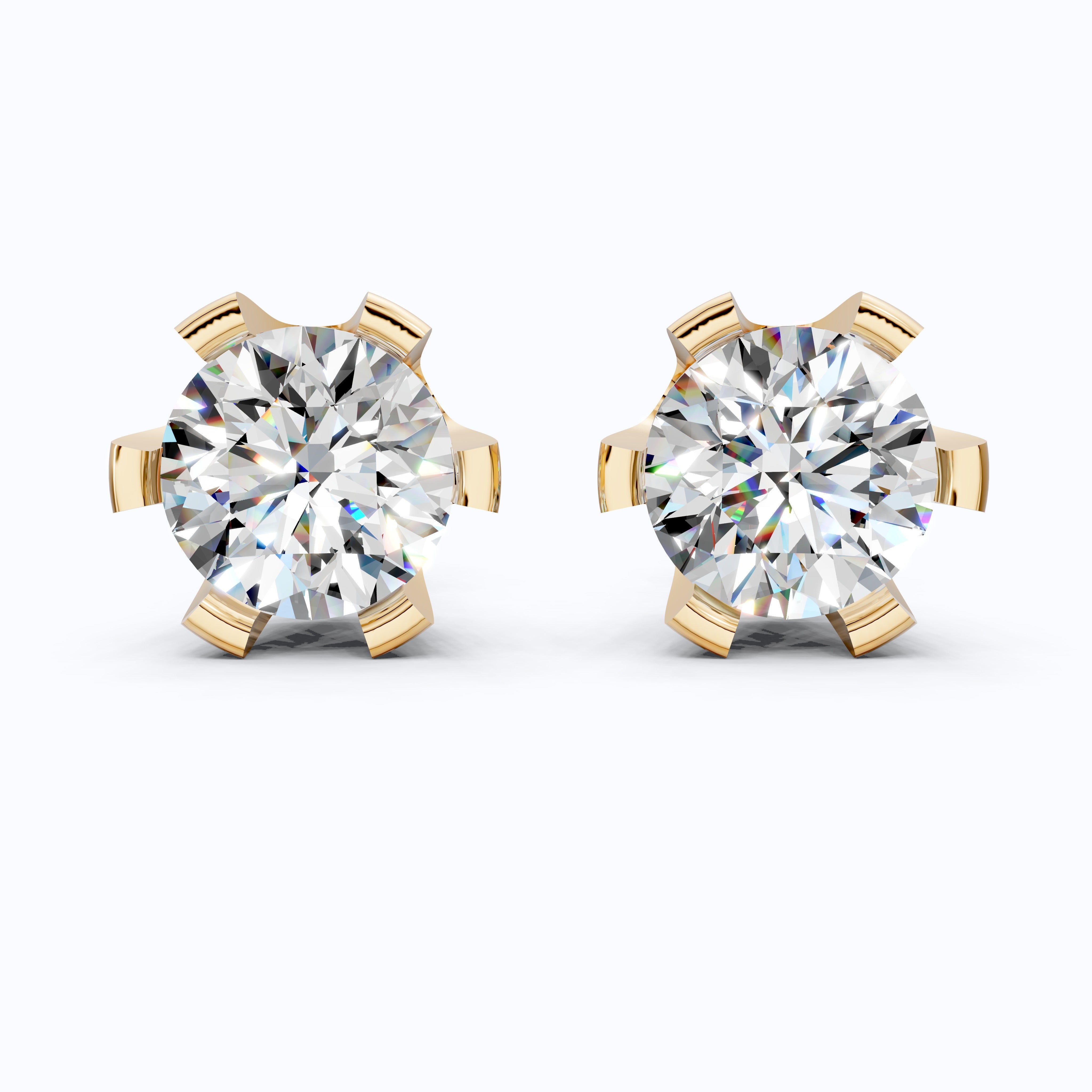 Timeless Round Solitaire Stud Earrings in 14K Solid Gold, 2.60 TCW Round Cut Lab Created Diamonds, Wedding Gift for Her, Everyday Jewelry