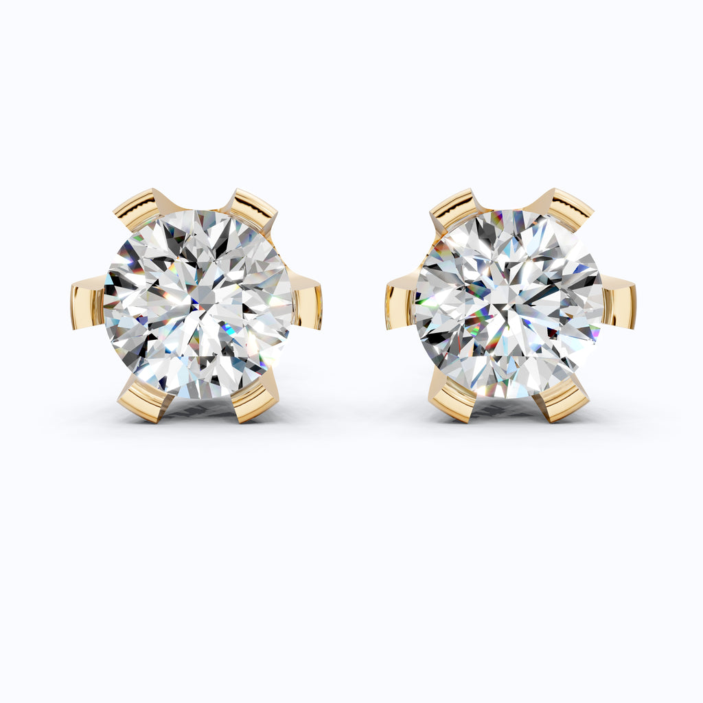 Timeless Round Solitaire Stud Earrings in 14K Solid Gold, 2.60 TCW Round Cut Lab Created Diamonds, Wedding Gift for Her, Everyday Jewelry