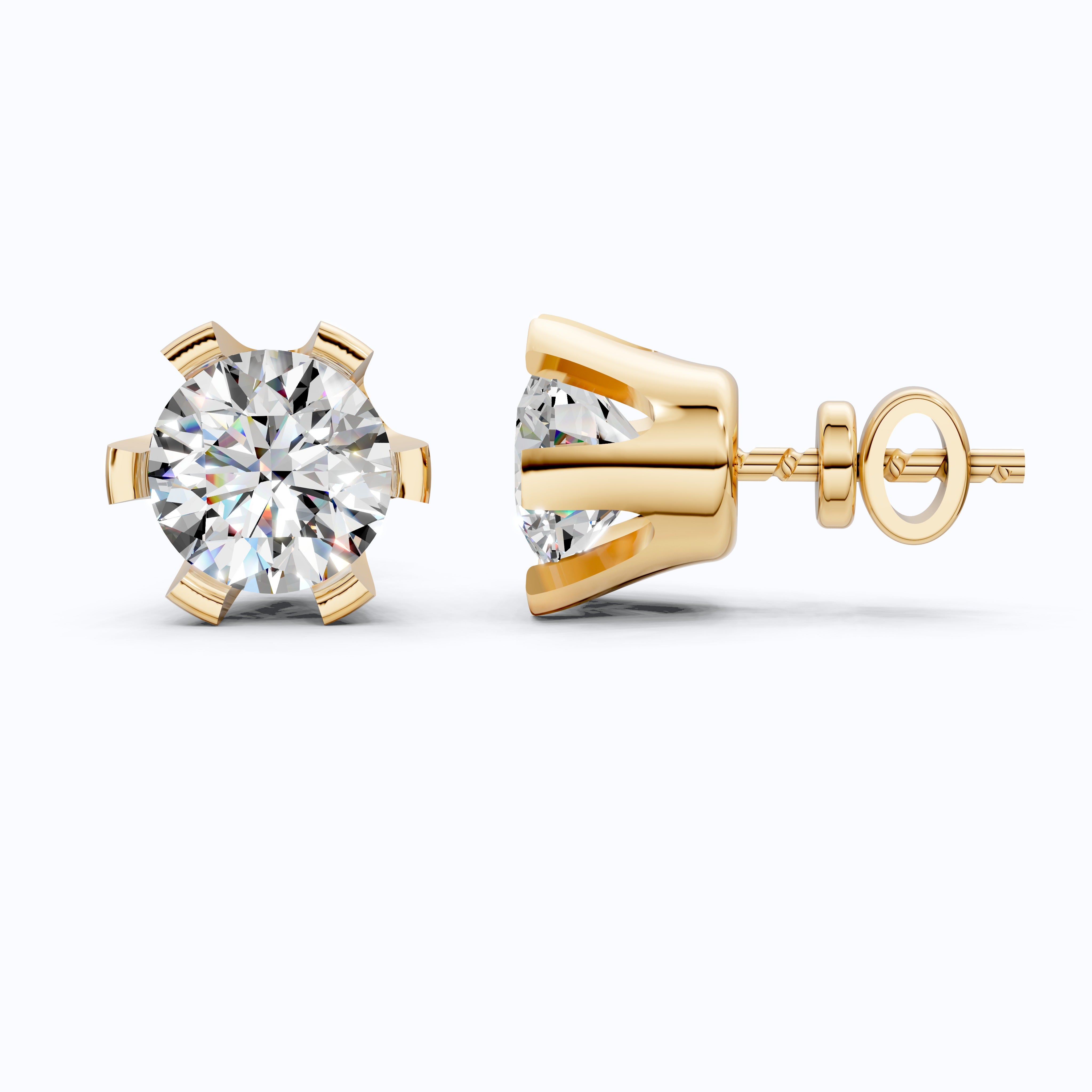 Timeless Round Solitaire Stud Earrings in 14K Solid Gold, 2.60 TCW Round Cut Lab Created Diamonds, Wedding Gift for Her, Everyday Jewelry
