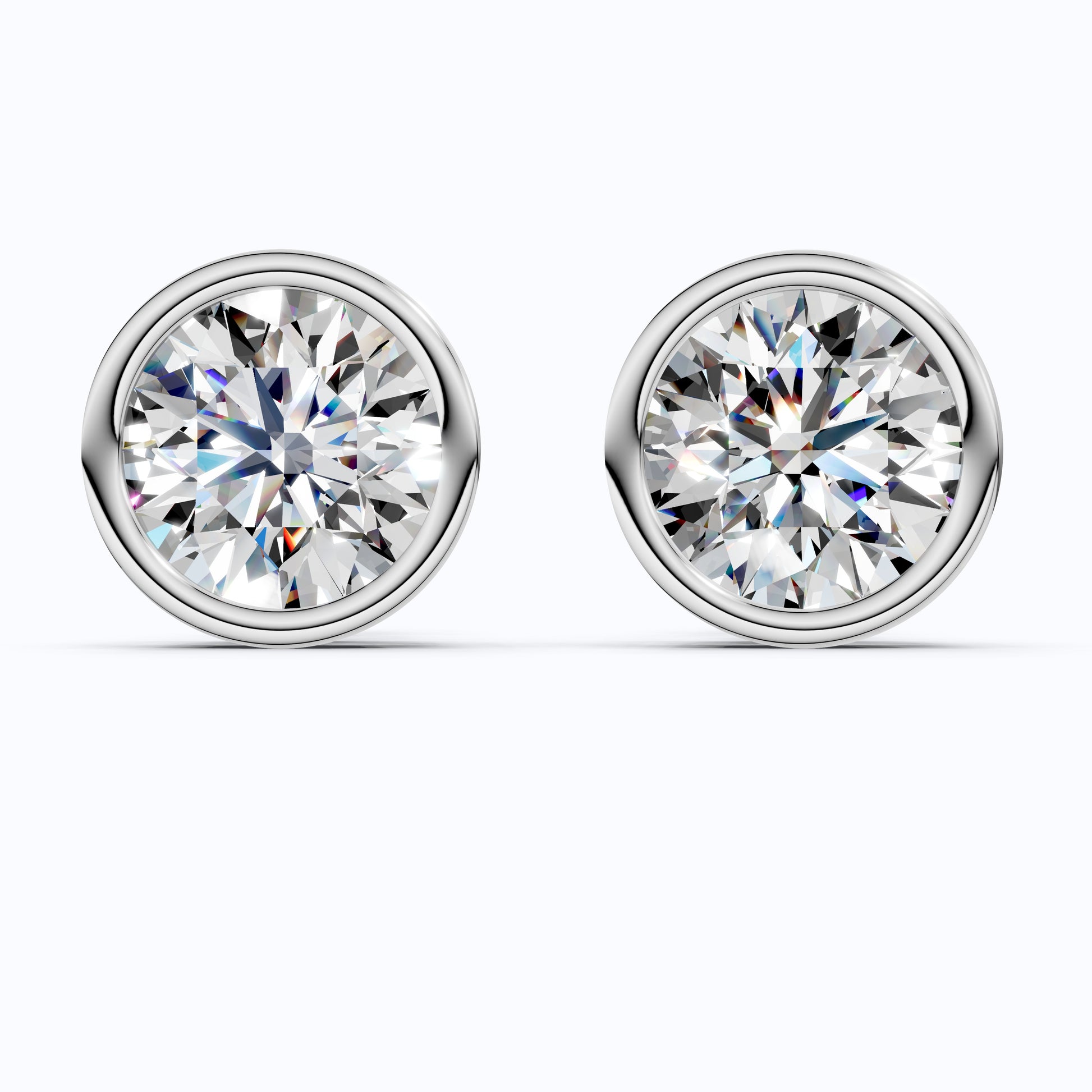 Elegant Bezel Round Solitaire Stud Earrings in 14K Solid Gold, 2.00 TCW Round Cut Lab Grown Diamond, Handmade Studs, Gift for Women