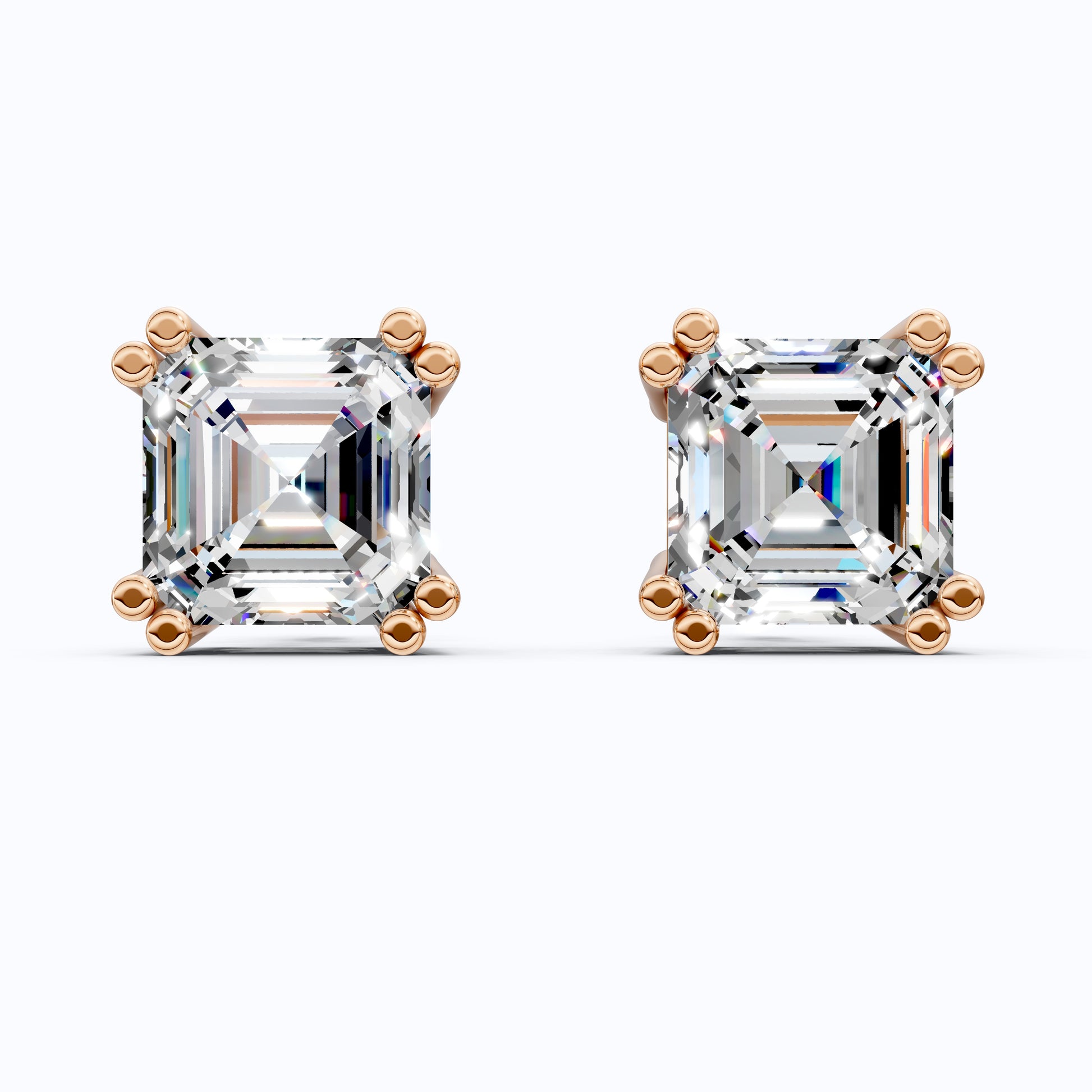 Asscher Cut Stud Earrings in 14k Solid Gold or Sterling Silver Minimalist Studs, Gift for Wife, Handmade Bridal Jewelry