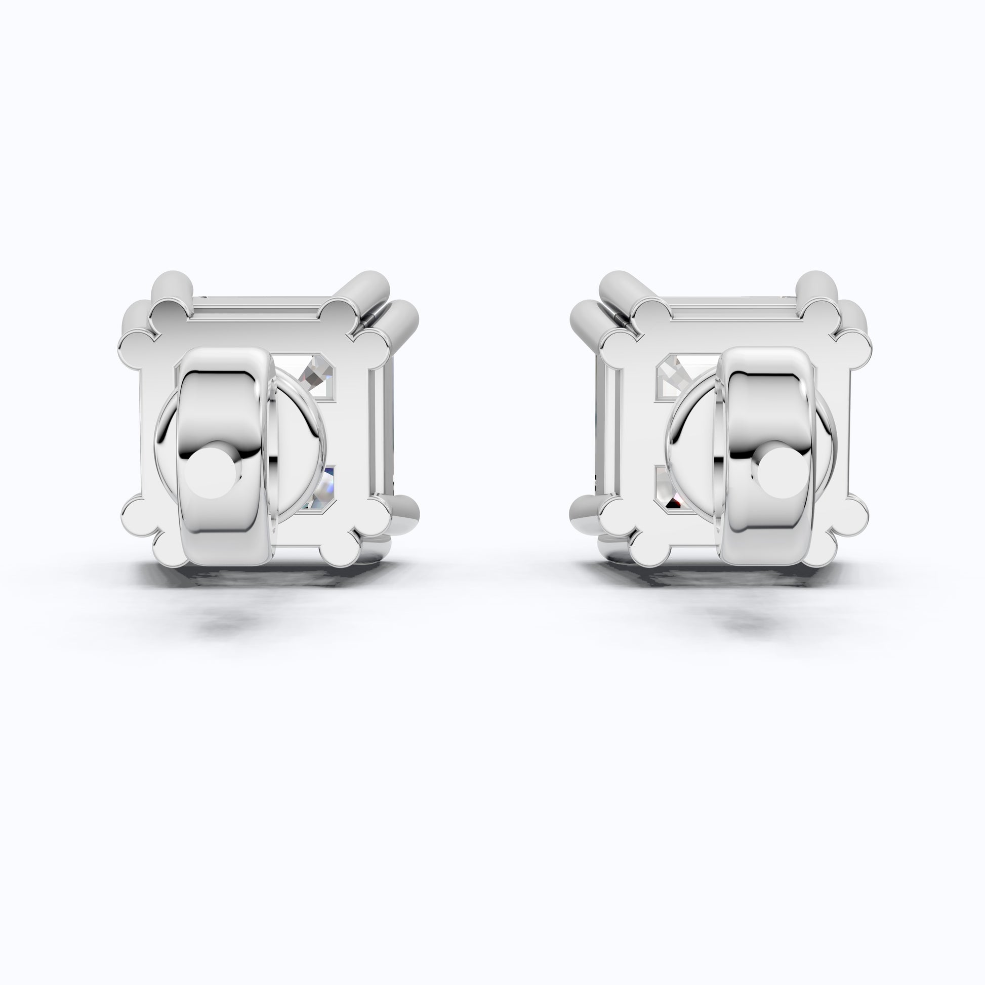 Asscher Cut Stud Earrings in 14k Solid Gold or Sterling Silver Minimalist Studs, Gift for Wife, Handmade Bridal Jewelry