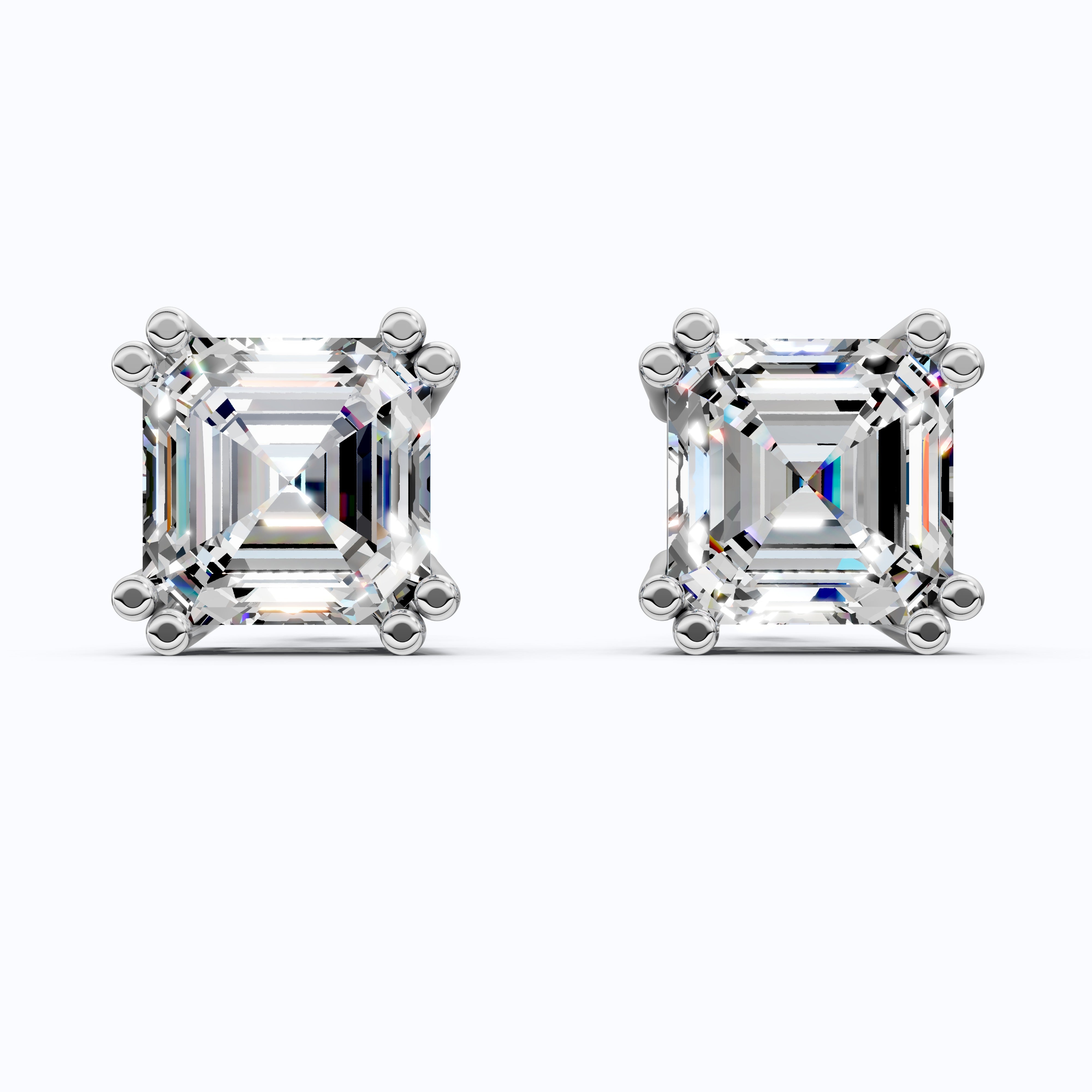 Asscher Cut Stud Earrings in 14k Solid Gold or Sterling Silver Minimalist Studs, Gift for Wife, Handmade Bridal Jewelry