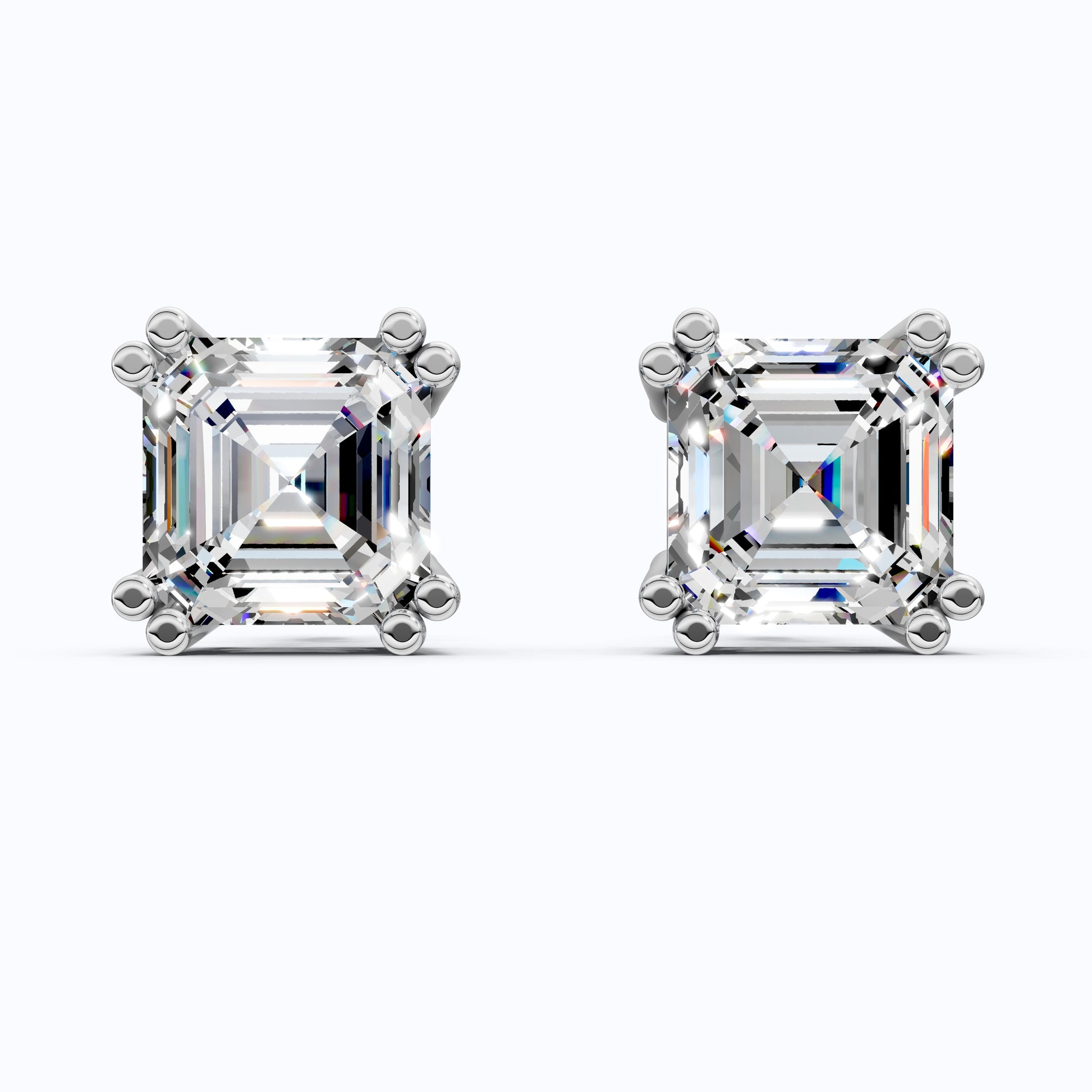 Asscher Cut Stud Earrings in 14k Solid Gold or Sterling Silver Minimalist Studs, Gift for Wife, Handmade Bridal Jewelry