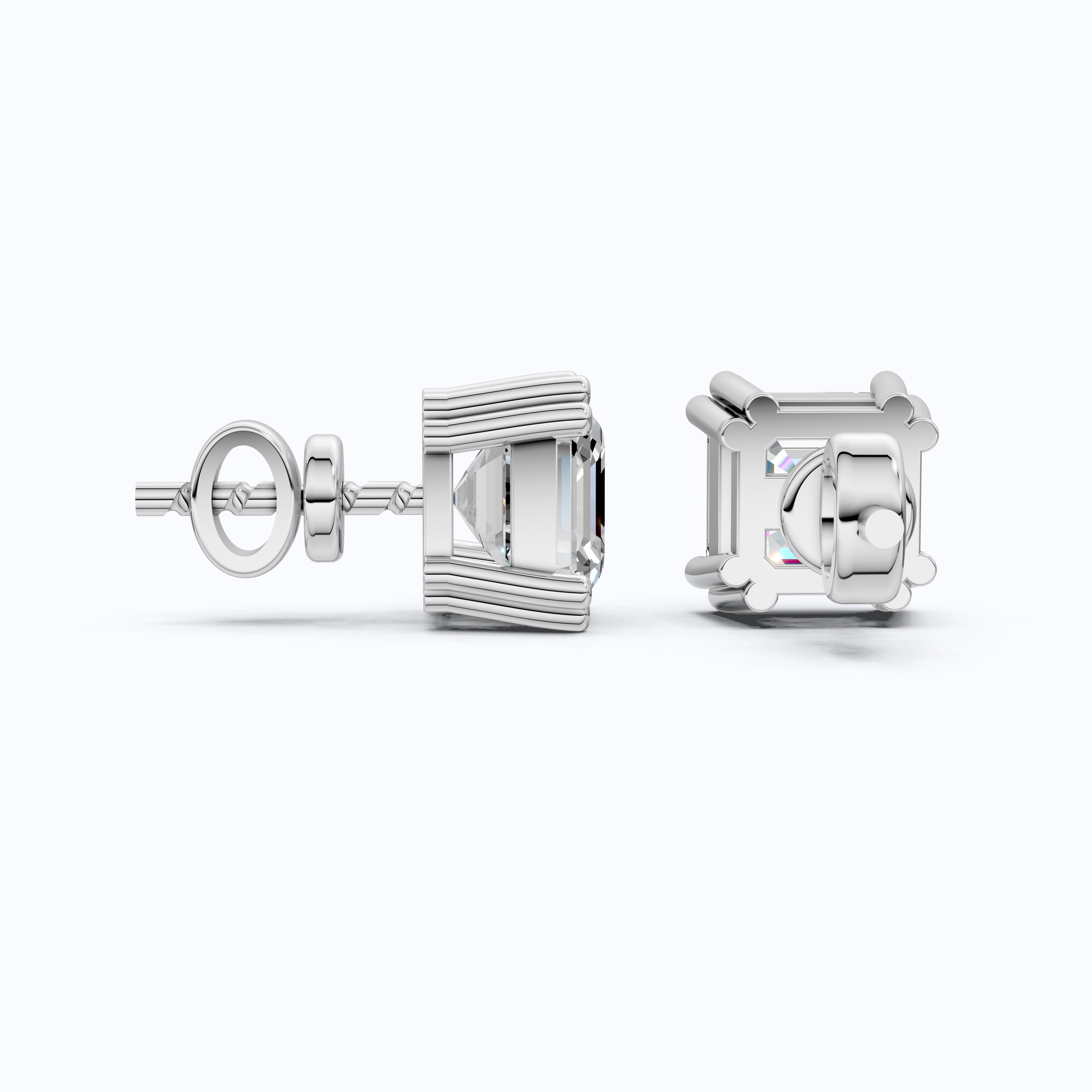 Asscher Cut Stud Earrings in 14k Solid Gold or Sterling Silver Minimalist Studs, Gift for Wife, Handmade Bridal Jewelry