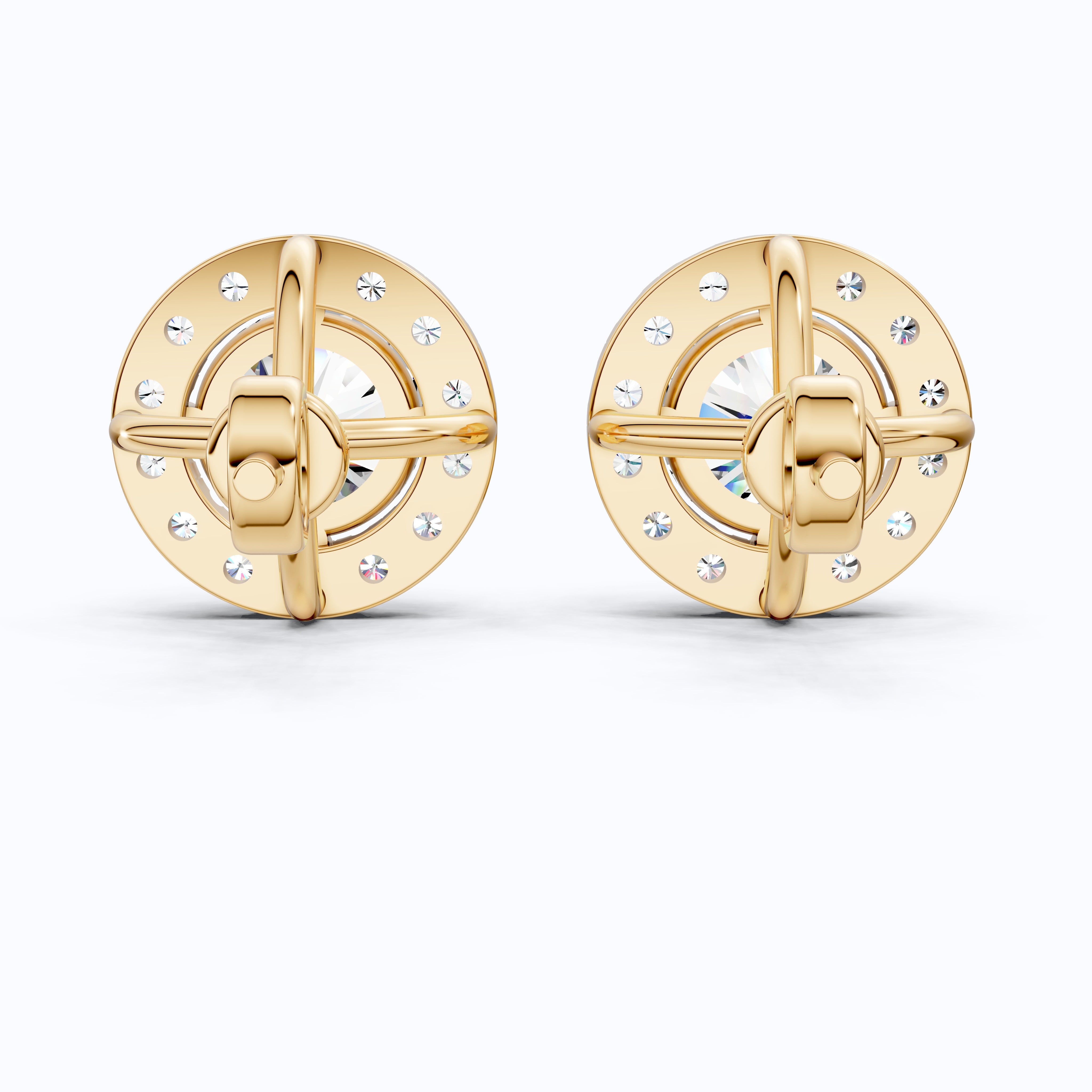 Luxury Halo Stud Wedding Earrings 14k Solid Gold, 2.00 TCW Round Cut Lab Created Diamonds, Bridal Fine Jewelry, Anniversary Gift for Her