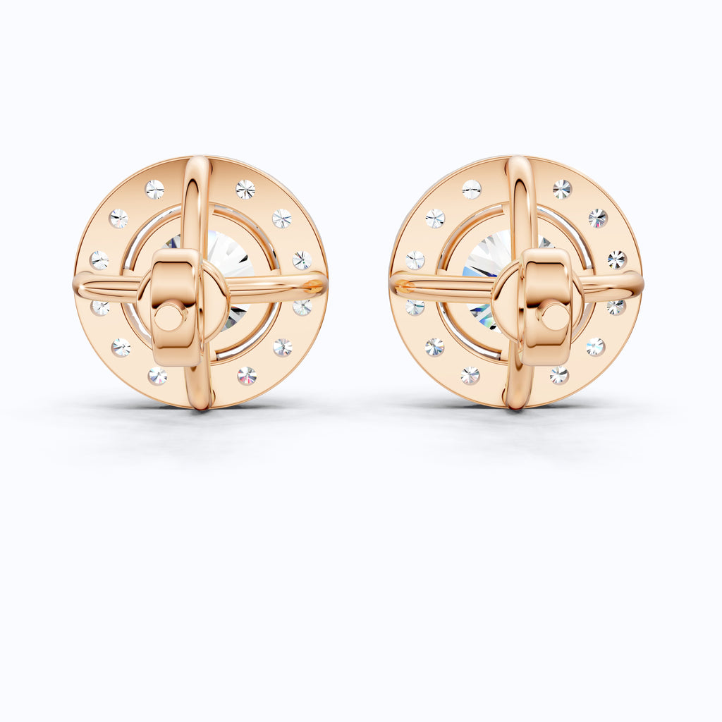 Luxury Halo Stud Wedding Earrings 14k Solid Gold, 2.00 TCW Round Cut Lab Created Diamonds, Bridal Fine Jewelry, Anniversary Gift for Her