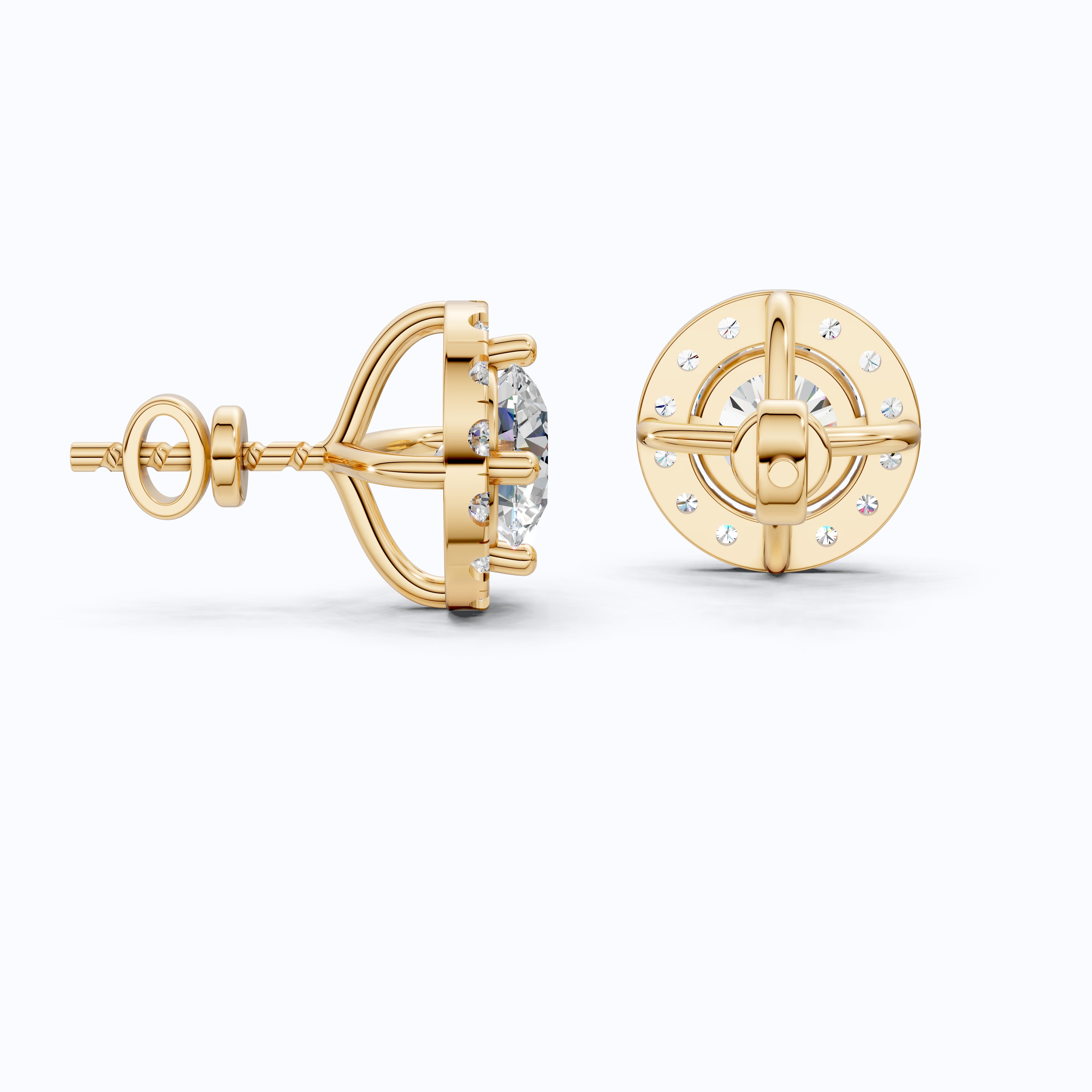 Luxury Halo Stud Wedding Earrings 14k Solid Gold, 2.00 TCW Round Cut Lab Created Diamonds, Bridal Fine Jewelry, Anniversary Gift for Her