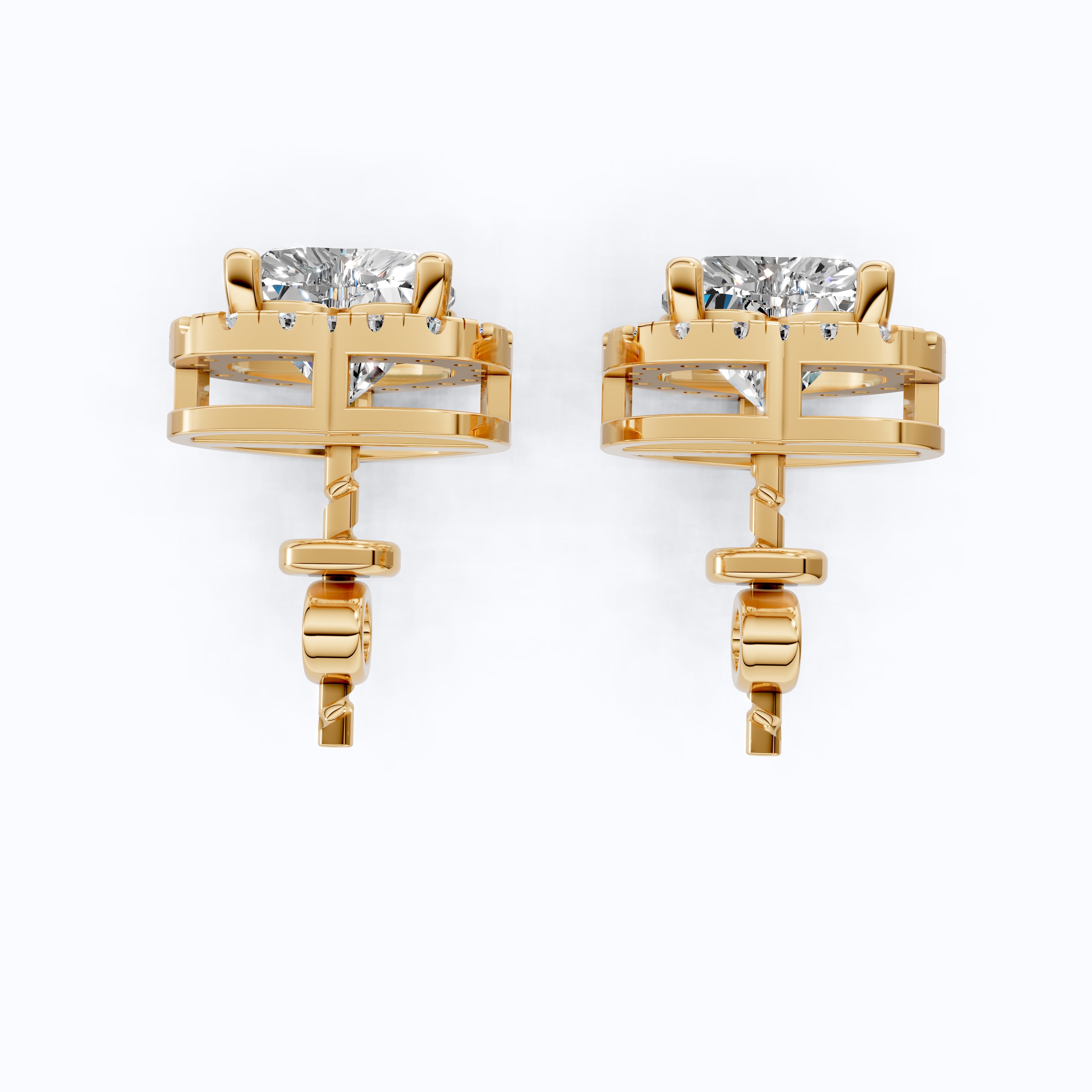 2.00 TCW Heart Cut Lab Grown Diamond Halo Stud Earrings in 14K Solid Gold, Bridal Jewelry, Everyday Gift for Her, Valentine Gift