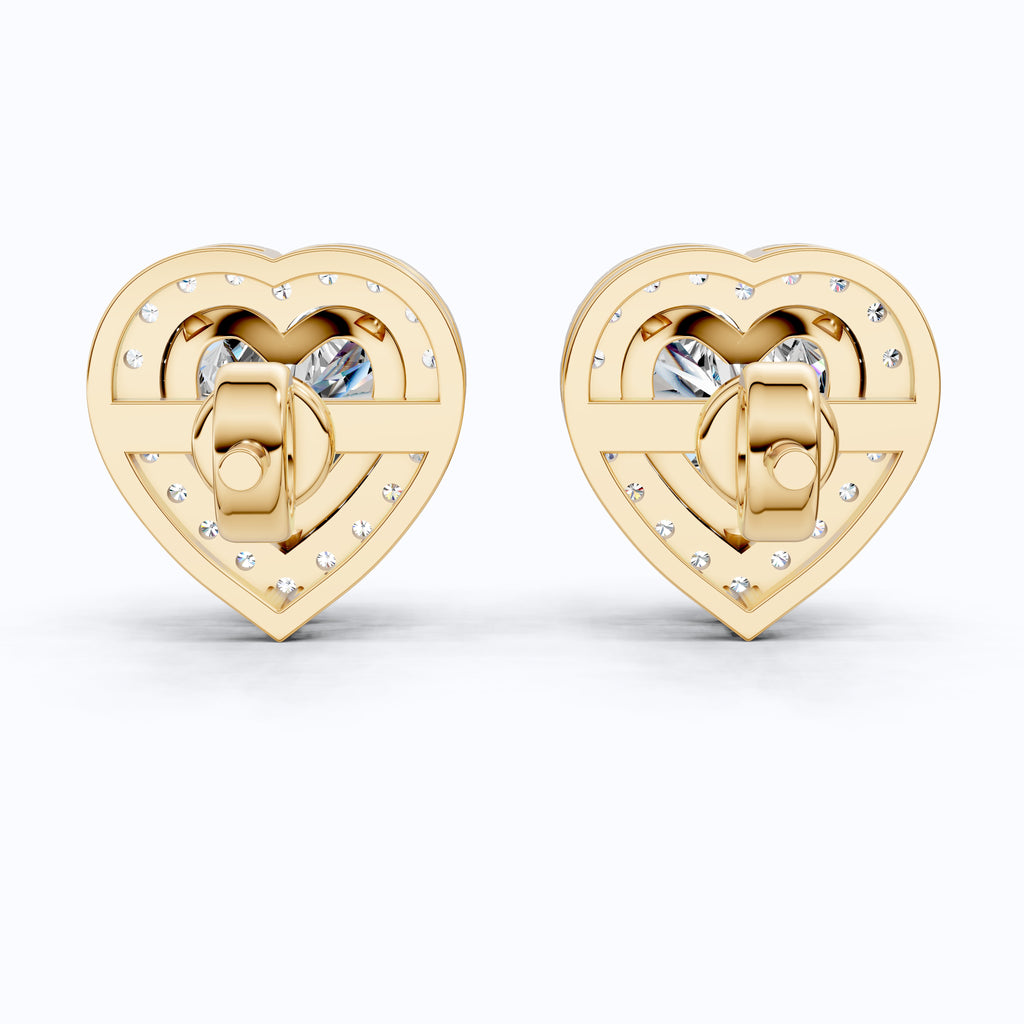2.00 TCW Heart Cut Lab Grown Diamond Halo Stud Earrings in 14K Solid Gold, Bridal Jewelry, Everyday Gift for Her, Valentine Gift