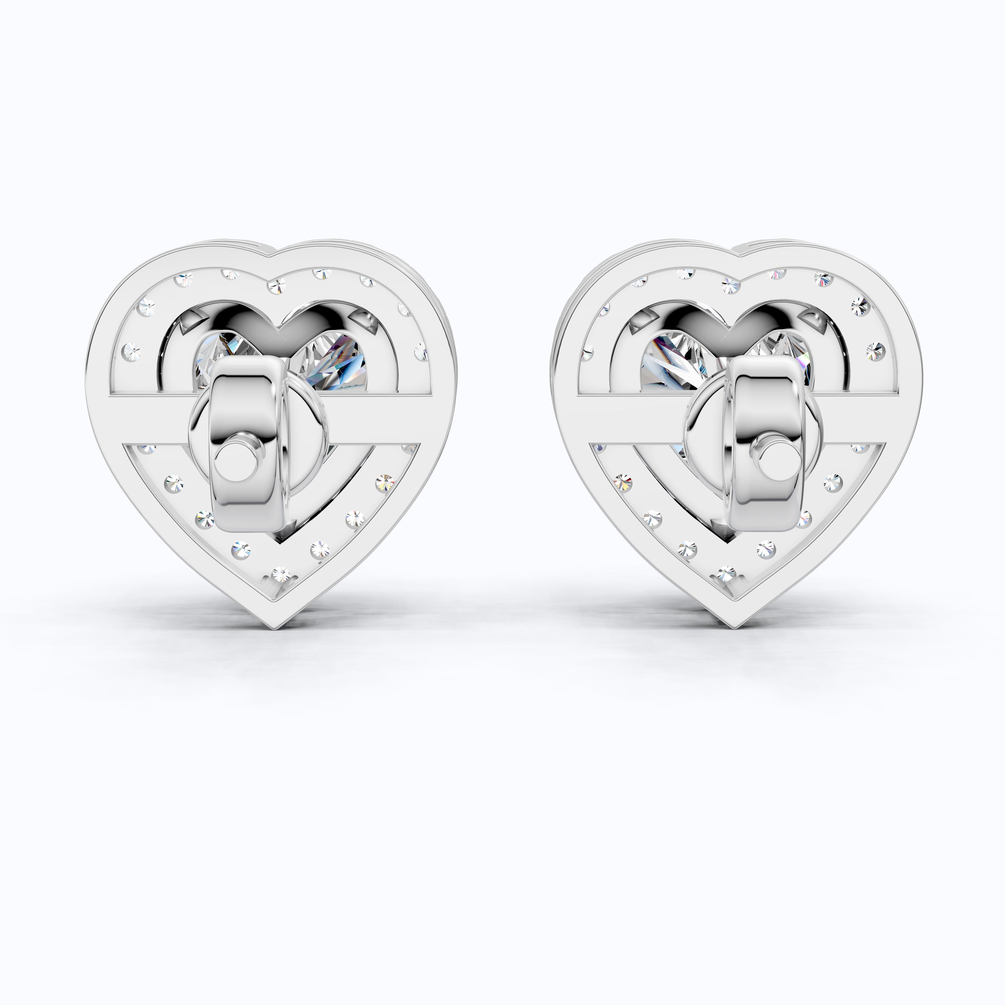 2.00 TCW Heart Cut Lab Grown Diamond Halo Stud Earrings in 14K Solid Gold, Bridal Jewelry, Everyday Gift for Her, Valentine Gift