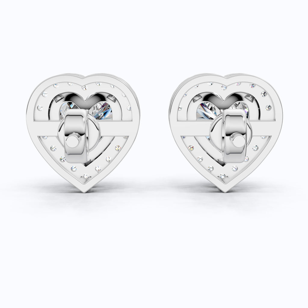 2.00 TCW Heart Cut Lab Grown Diamond Halo Stud Earrings in 14K Solid Gold, Bridal Jewelry, Everyday Gift for Her, Valentine Gift