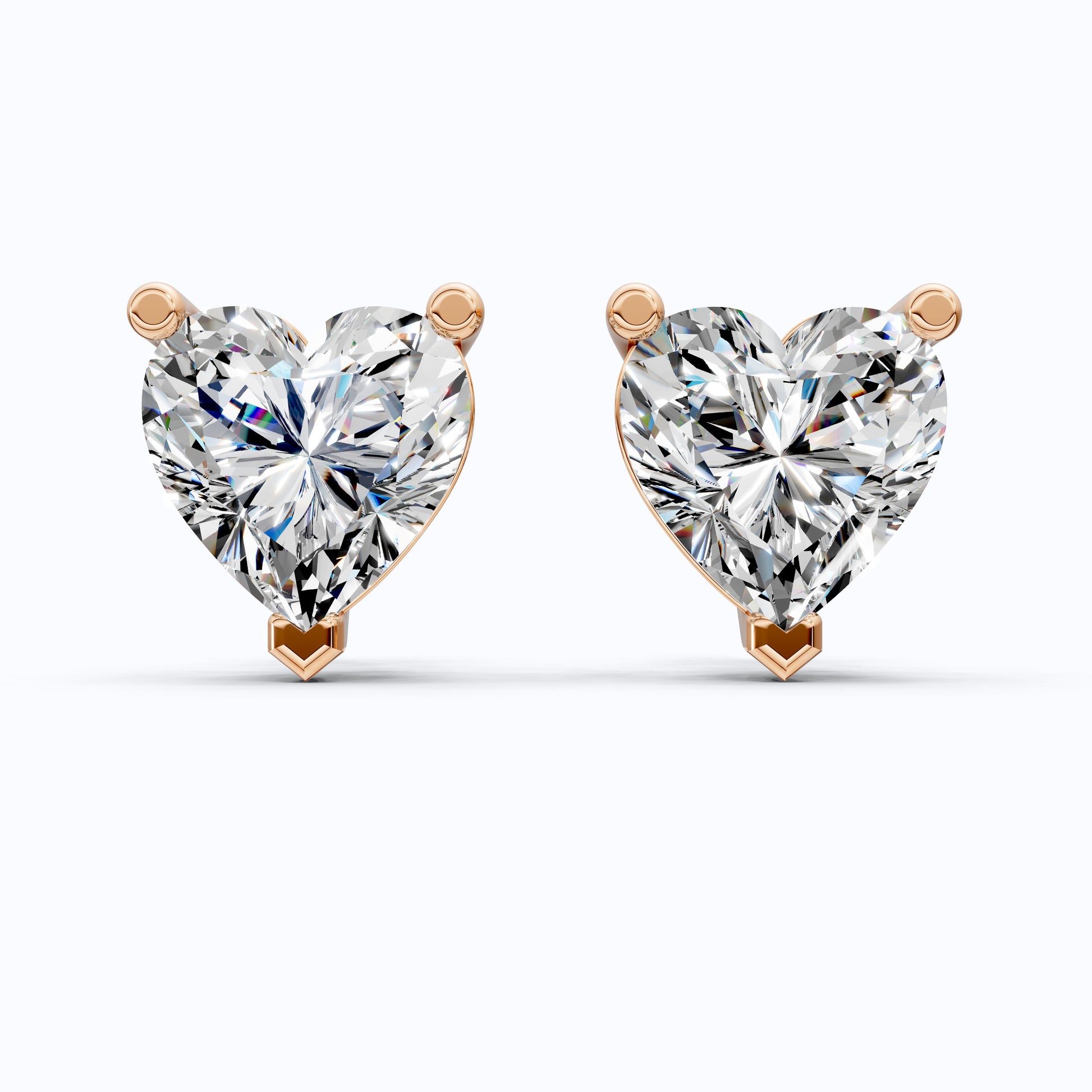 Elegant Heart Solitaire Stud Earrings in 14K Rose Gold, 2.50 TCW Heart Cut Lab Grown Diamonds,  Wedding Jewelry, Gift for Women, Handmade Stud Jewelry