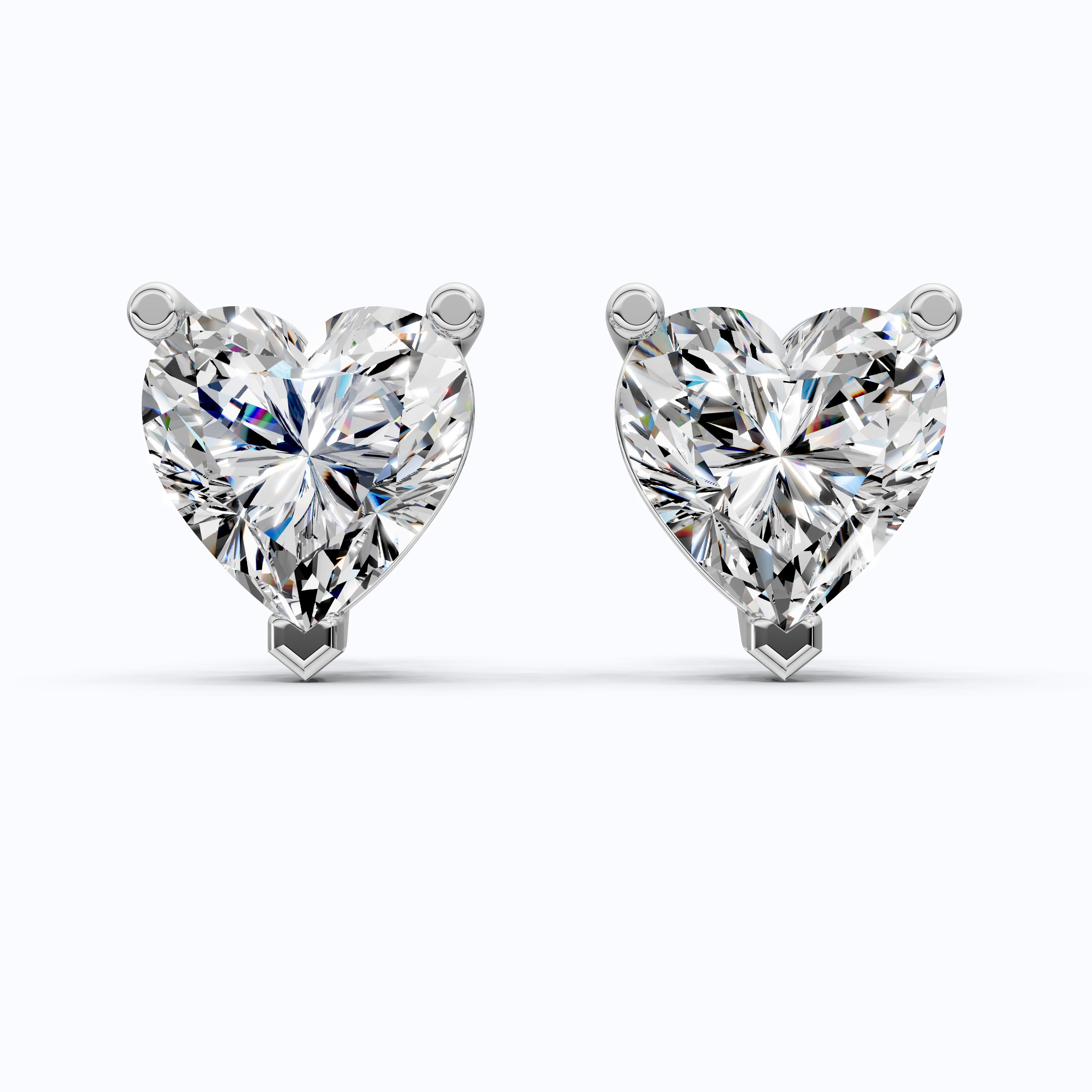 Elegant Heart Solitaire Stud Earrings in Lab Diamond – Solid Gold Wedding Jewelry, Gift for Women, Handmade Stud Jewelry