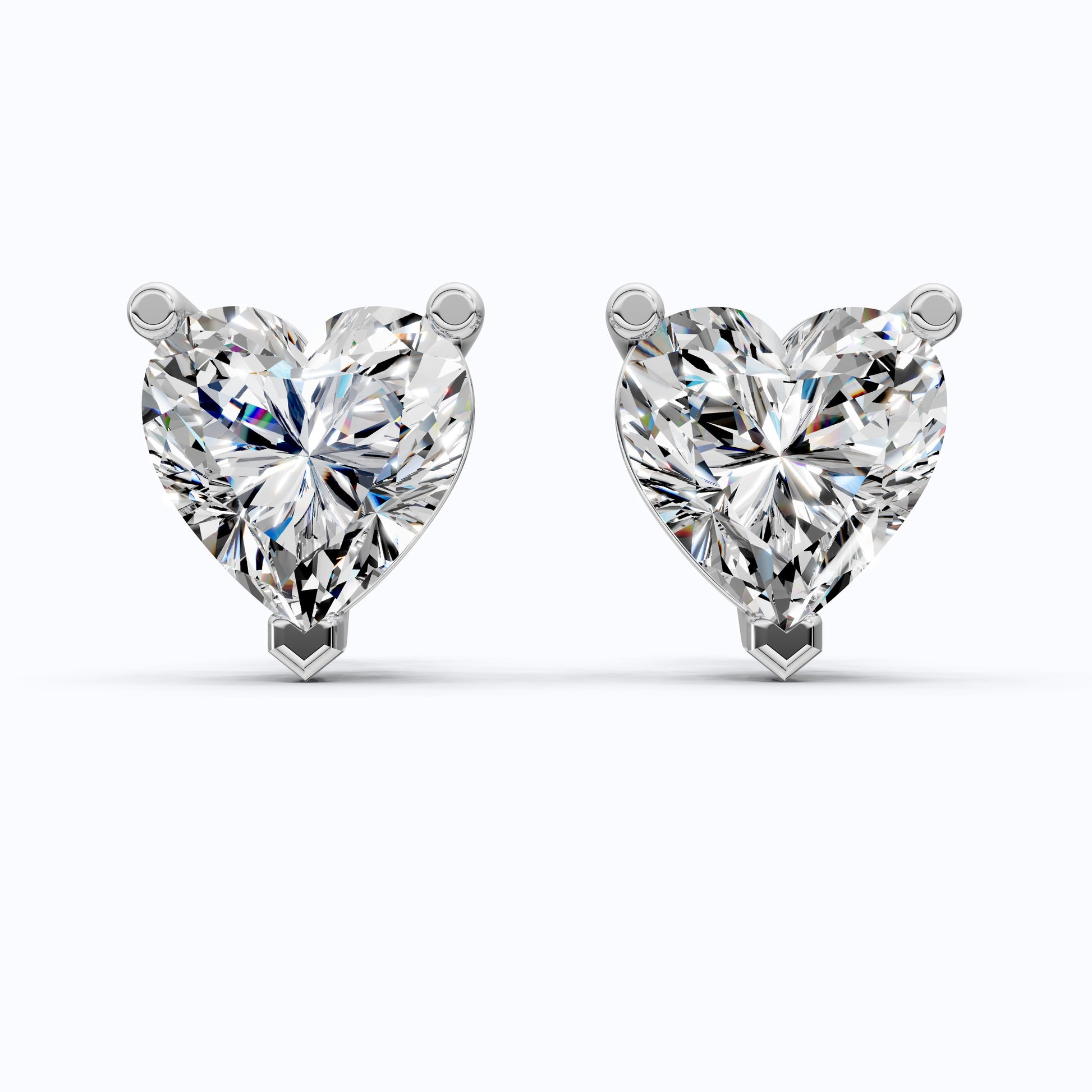 Elegant Heart Solitaire Stud Earrings in Lab Diamond – Solid Gold Wedding Jewelry, Gift for Women, Handmade Stud Jewelry