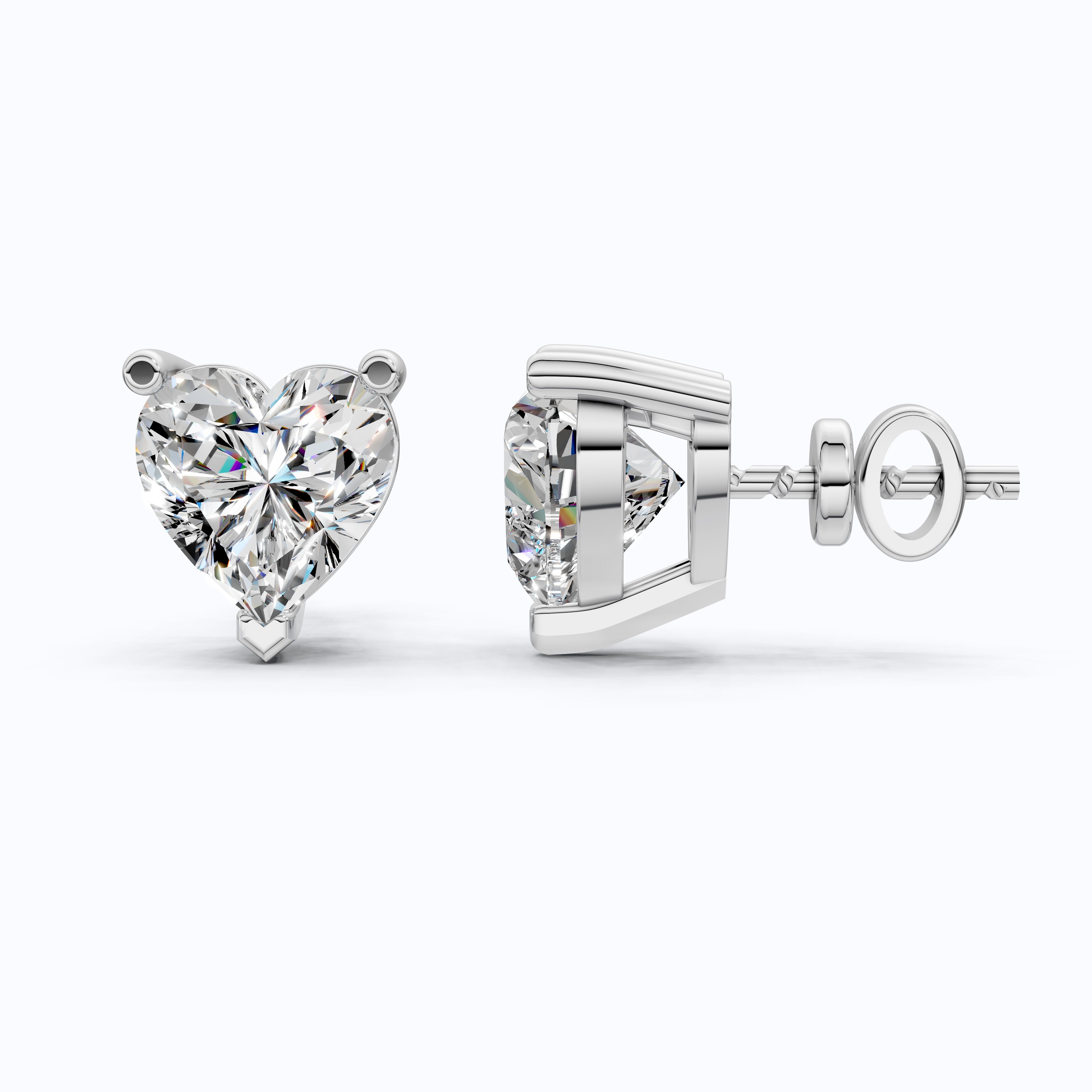 Elegant Heart Solitaire Stud Earrings in Lab Diamond – Solid Gold Wedding Jewelry, Gift for Women, Handmade Stud Jewelry