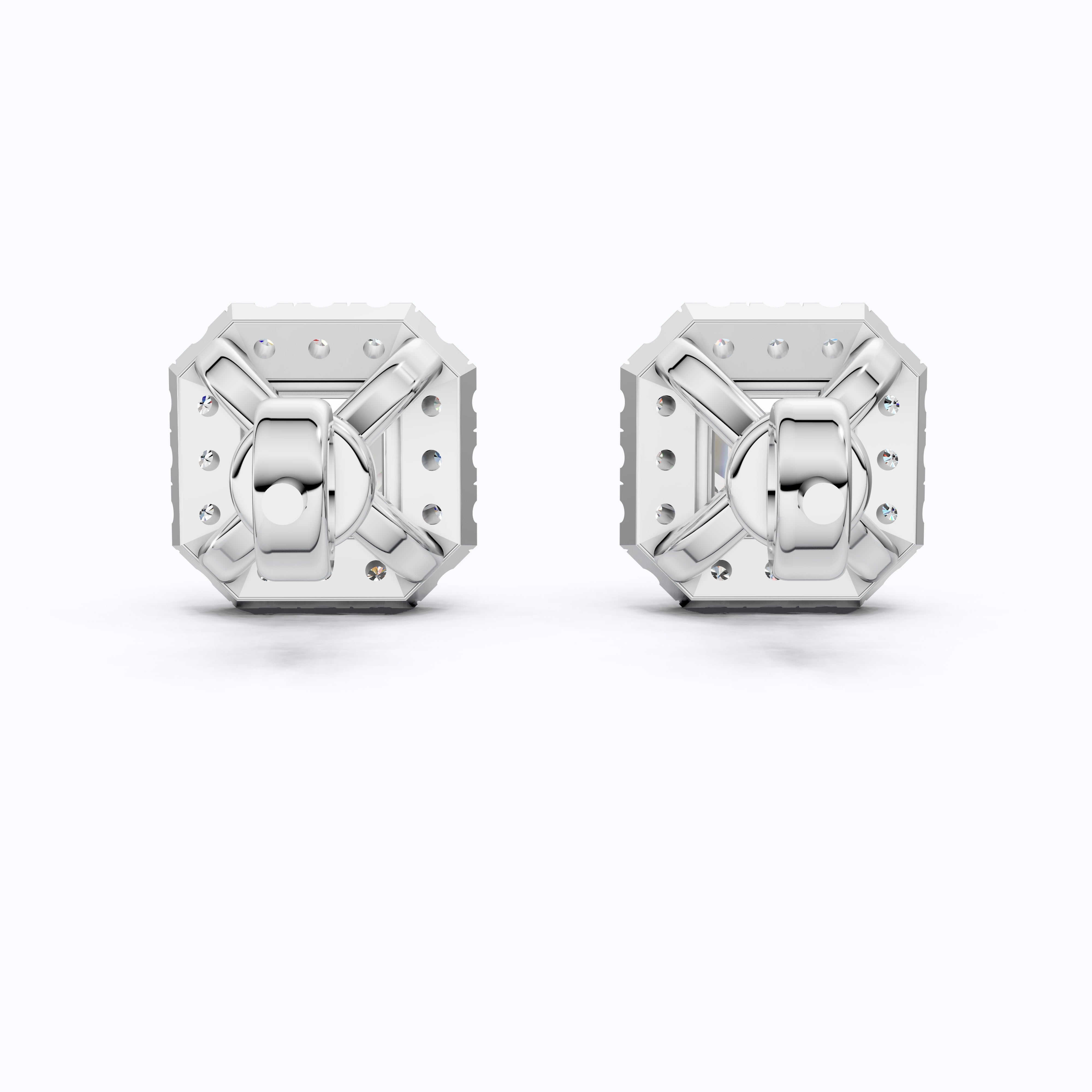 2.00 TCW Asscher Cut Lab Created Diamond Halo Stud Wedding Earrings, Square Earrings For Women, Everyday Jewelry