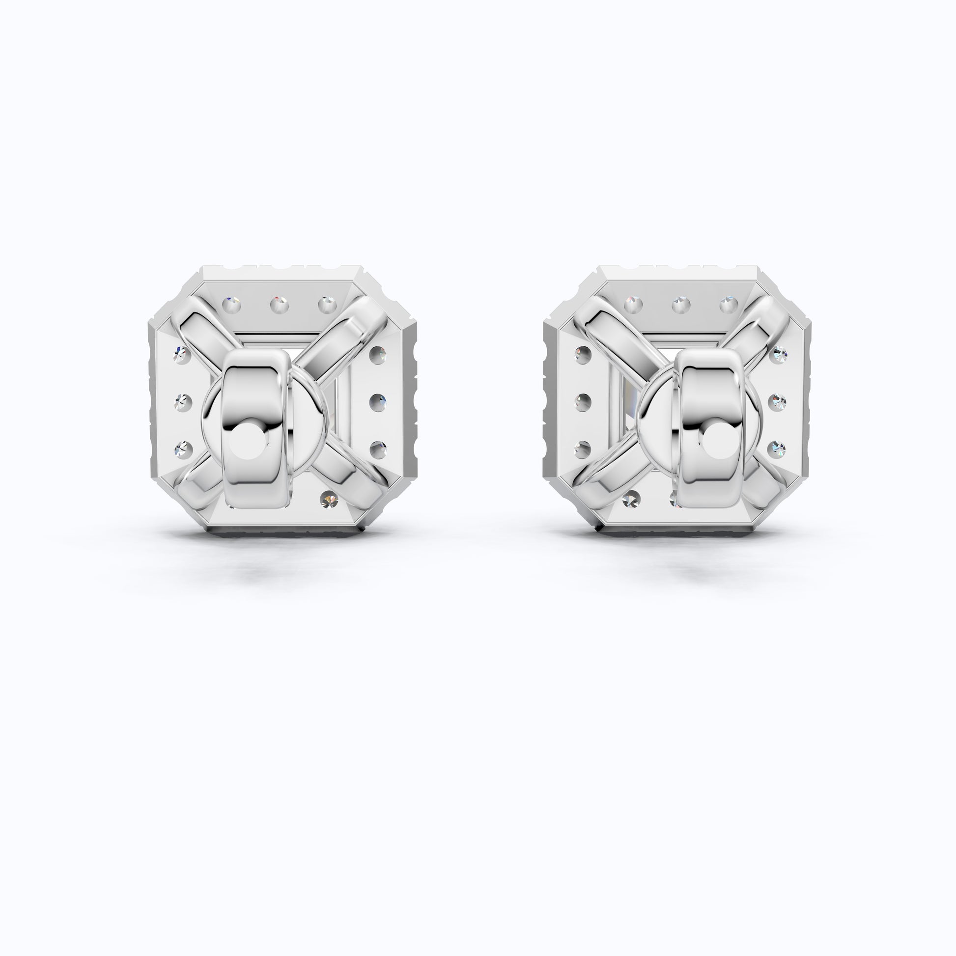 2.00 TCW Asscher Cut Lab Created Diamond Halo Stud Wedding Earrings, Square Earrings For Women