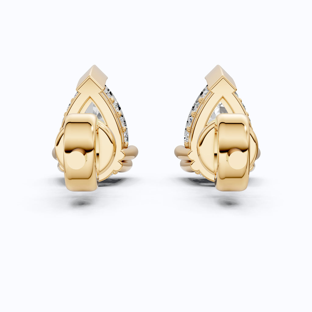 Teardrop Halo Earrings in 14K Solid Gold, 1.50 TCW Pear Cut Lab Grown Diamonds, Bridal Jewelry, Birthday Gift for Her