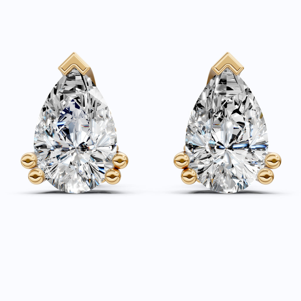 Teardrop Halo Earrings in 14K Solid Gold, 1.50 TCW Pear Cut Lab Grown Diamonds, Bridal Jewelry, Birthday Gift for Her