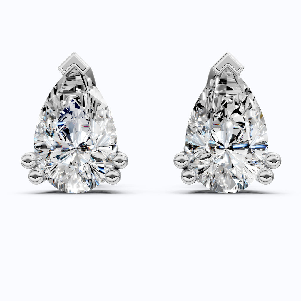 Teardrop Halo Earrings in 14K Solid Gold, 1.50 TCW Pear Cut Lab Grown Diamonds, Bridal Jewelry, Birthday Gift for Her