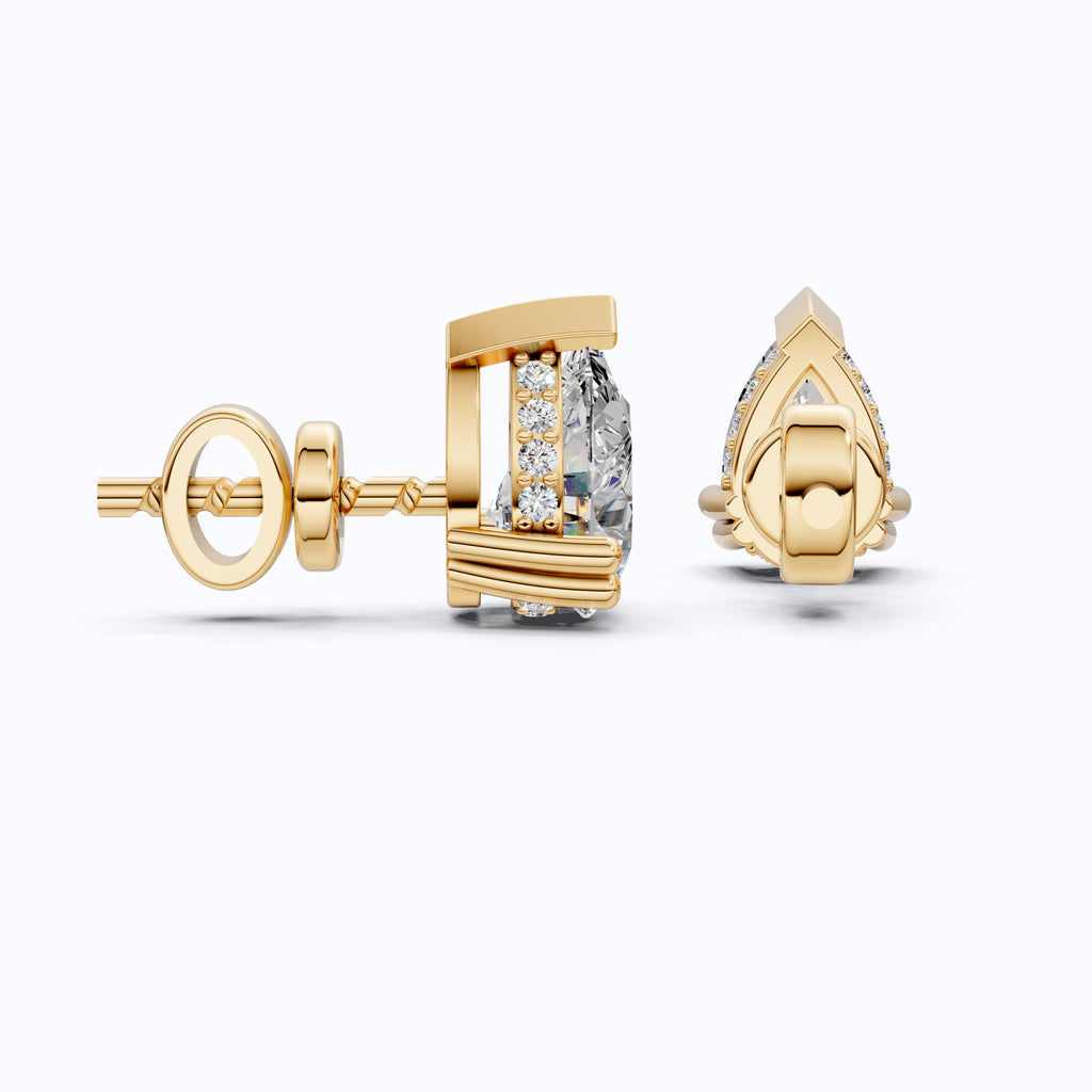 Teardrop Halo Earrings in 14K Solid Gold, 1.50 TCW Pear Cut Lab Grown Diamonds, Bridal Jewelry, Birthday Gift for Her