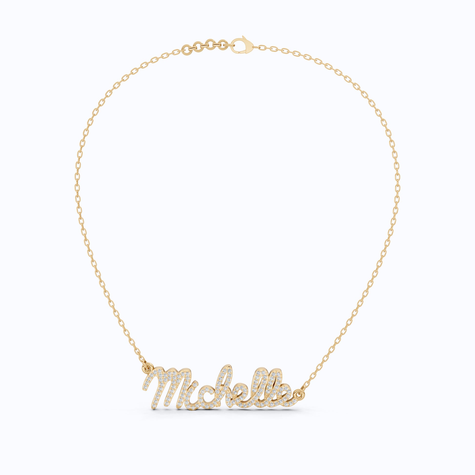 Personalized Script Name Pendant Necklace in 14k Solid Gold, 0.49 TCW Round Cut Lab Diamonds, Customized Jewelry, Birthday Gift for Her